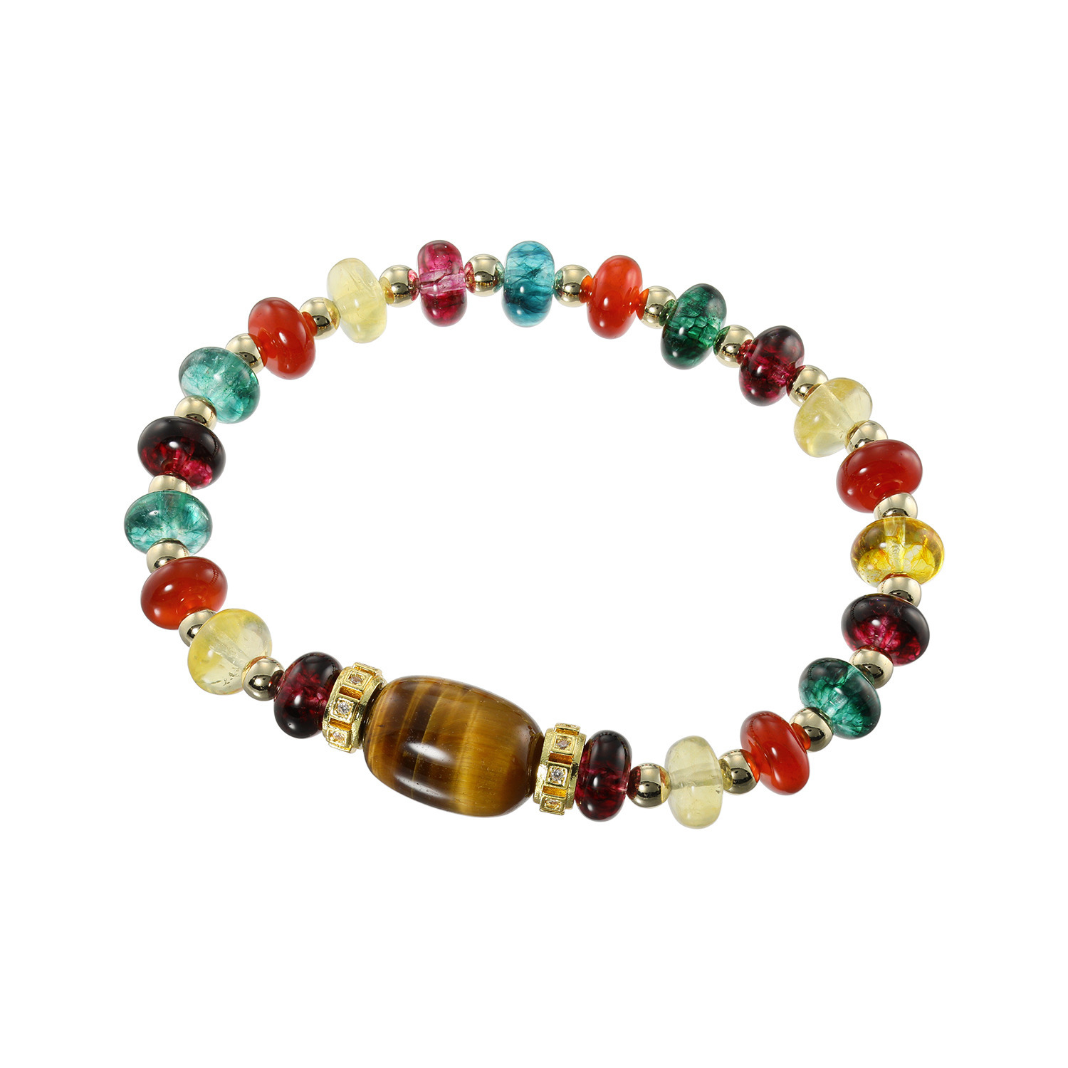 マイクローバー タイガーアイ＆ マルチジェム イラスティック ブレスレット