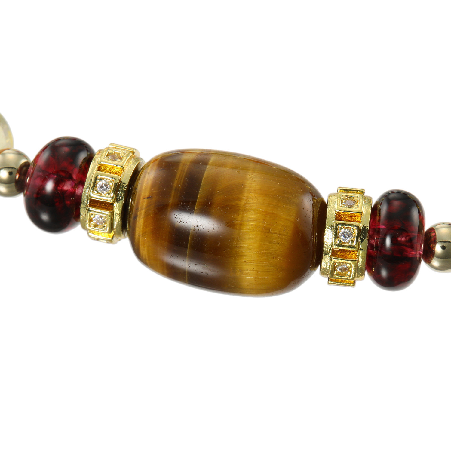 マイクローバー タイガーアイ＆ マルチジェム イラスティック ブレスレット