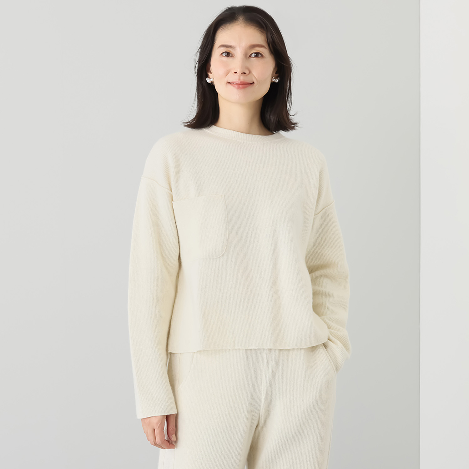 シャビージェンティール ポケット付 ジャージープルオーバー