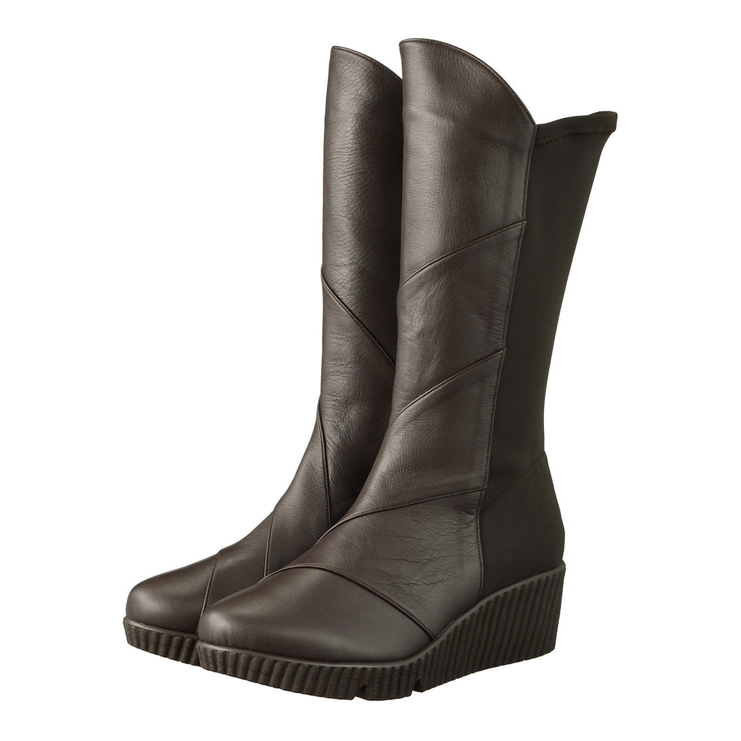 ＪＳハートレーベル ＜日本製＞ 姫路レザー バックストレッチ きれい見せウェッジブーツ