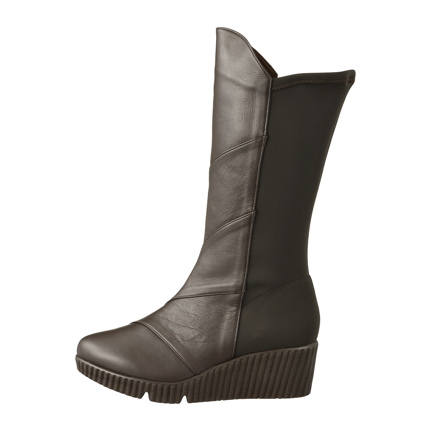 ＪＳハートレーベル ＜日本製＞ 姫路レザー バックストレッチ きれい見せウェッジブーツ