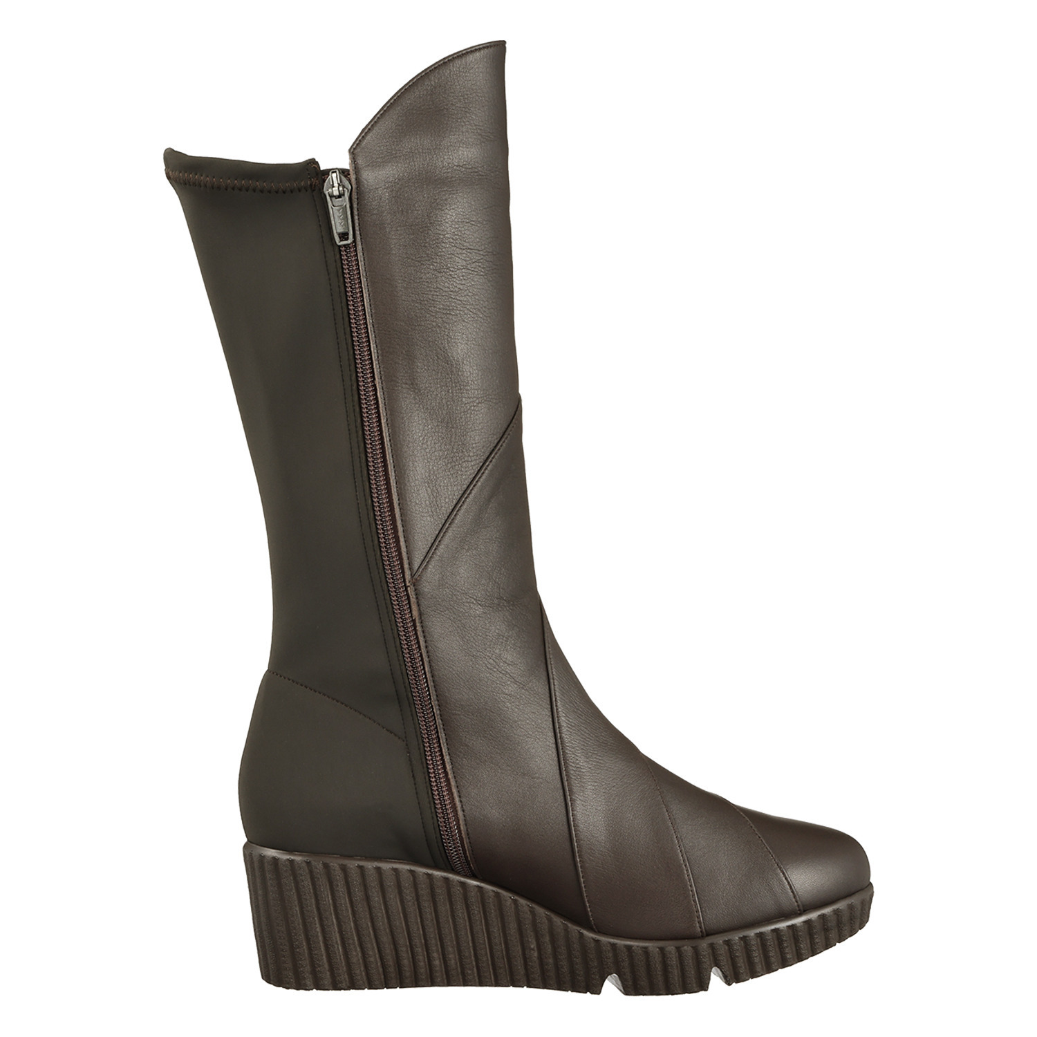 ＪＳハートレーベル ＜日本製＞ 姫路レザー バックストレッチ きれい見せウェッジブーツ