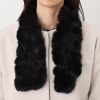ミンク コサージュ付 ヤーンマフラー