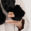 ミンク コサージュ付 ヤーンマフラー
