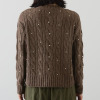 シャビージェンティール ケーブル柄 パール調ビーズ付 ニットプルオーバー