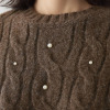 シャビージェンティール ケーブル柄 パール調ビーズ付 ニットプルオーバー