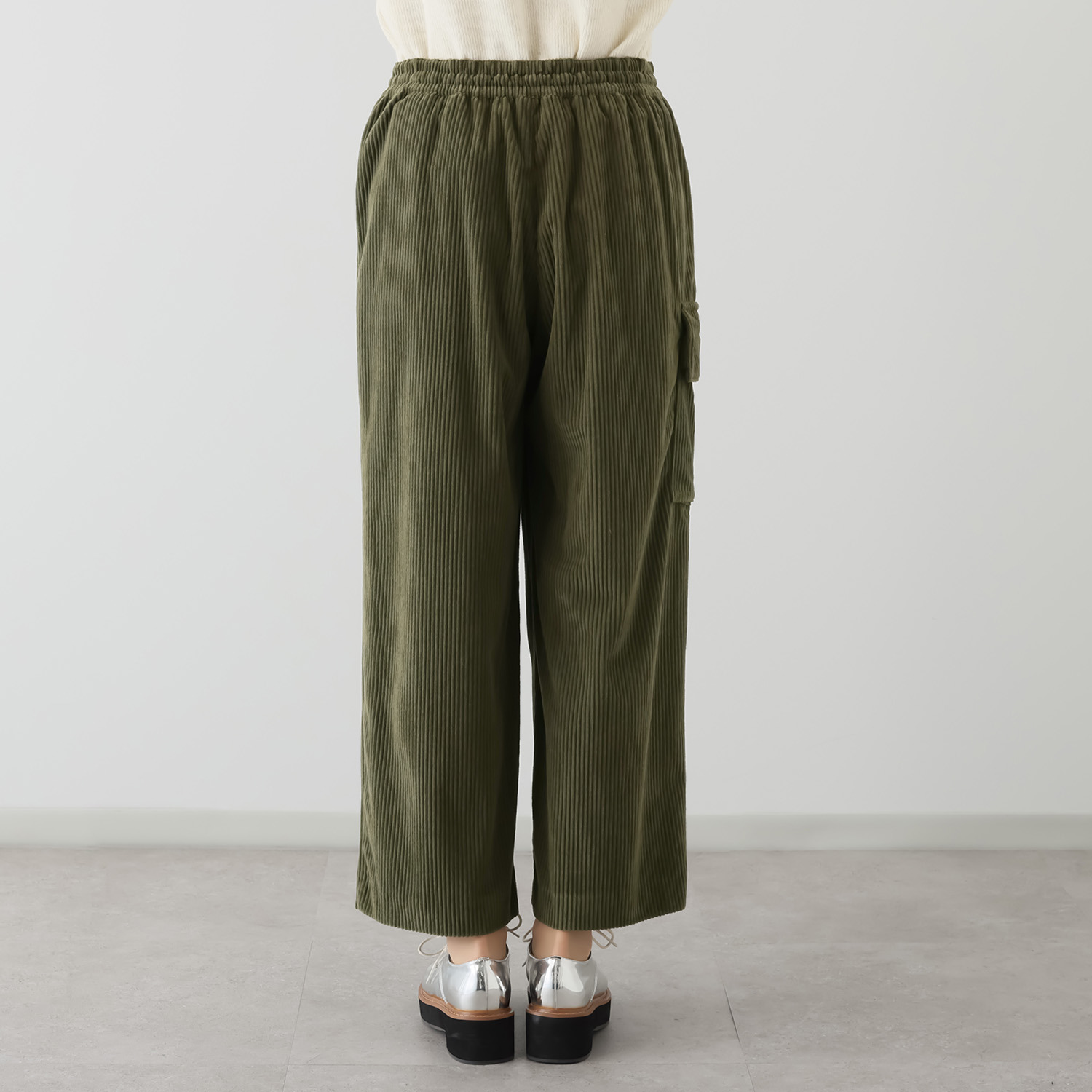 シャビージェンティール ミドルコーデュロイ サイドポケットデザイン プルオンパンツ