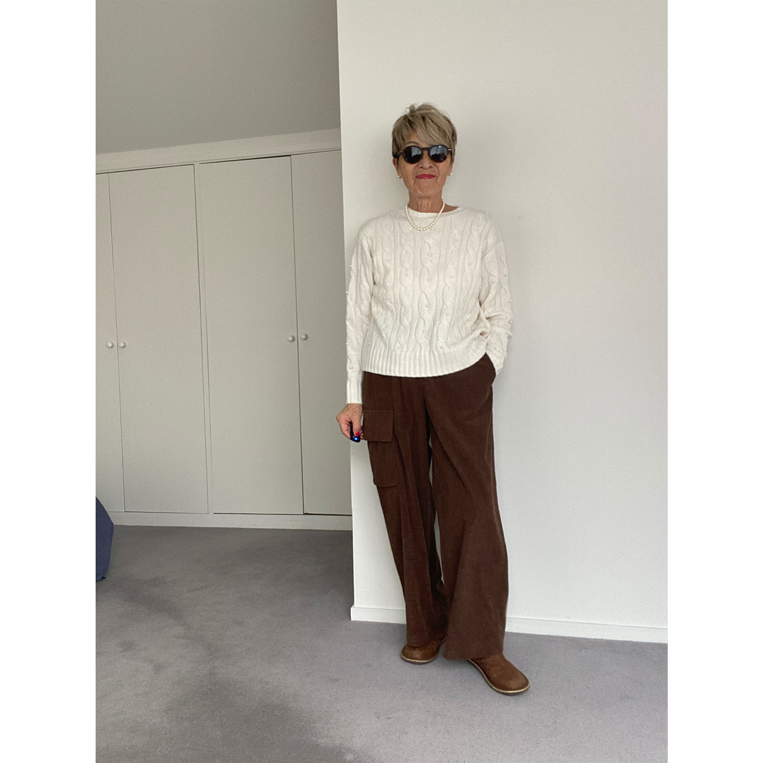 シャビージェンティール ミドルコーデュロイ サイドポケットデザイン プルオンパンツ