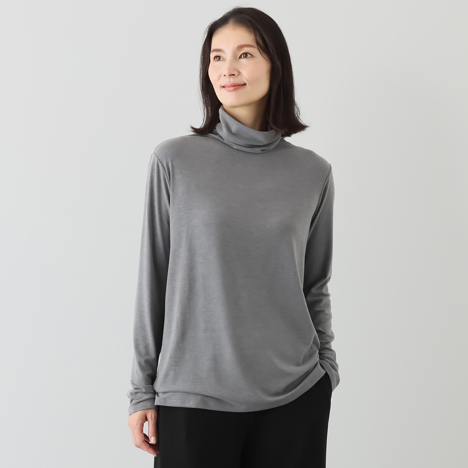 シャビージェンティール シームレスタートル チュニック丈 プルオーバー