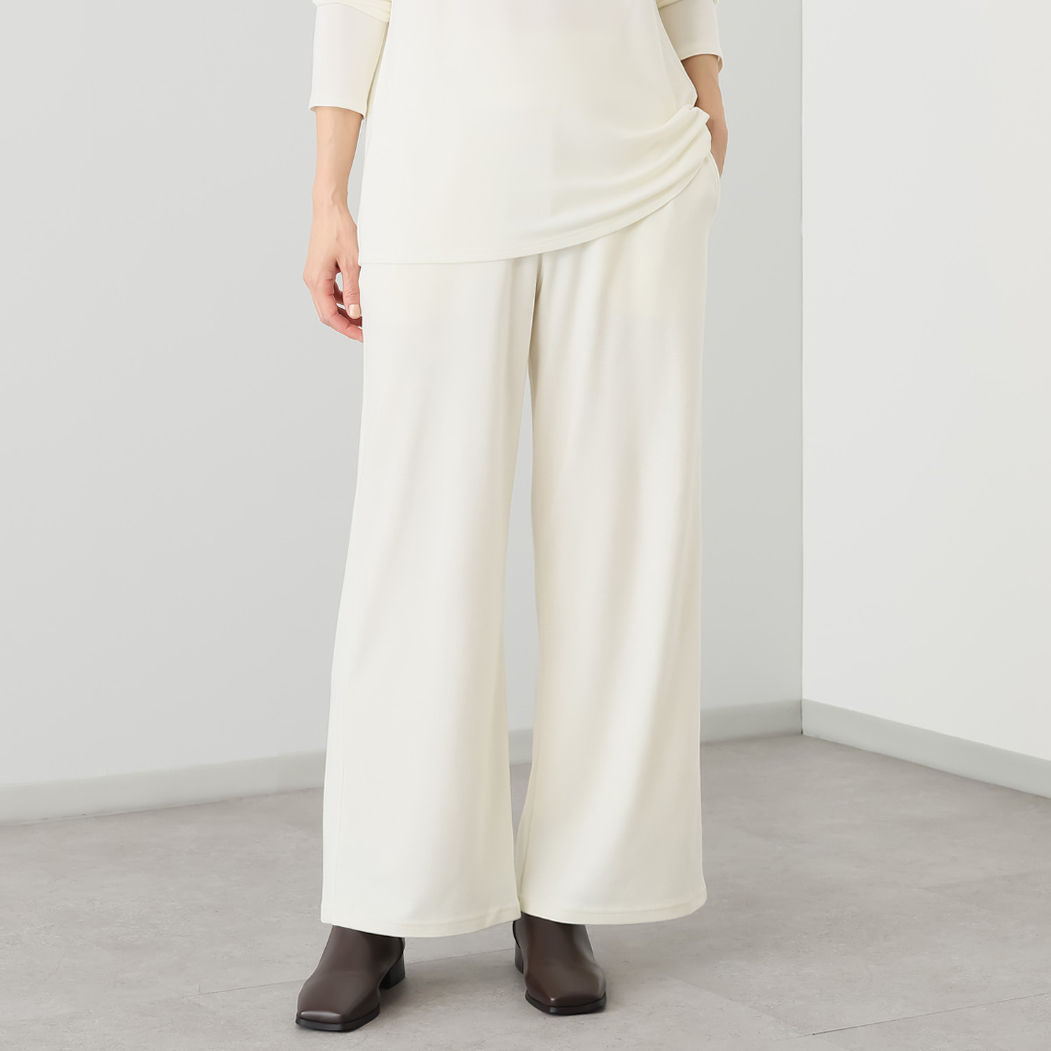 シャビージェンティール ストレートシルエット リラックスジャージー プルオンパンツ