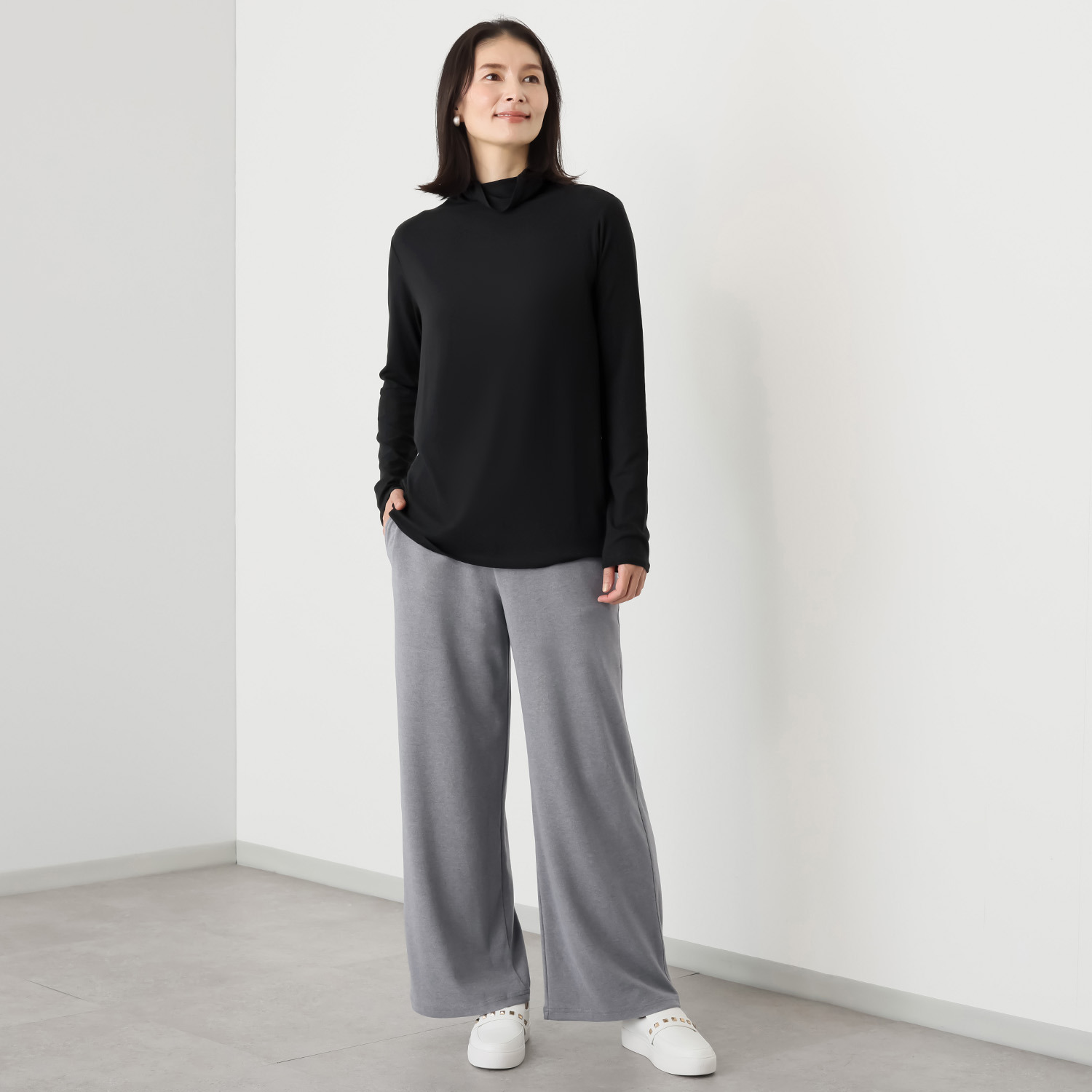 シャビージェンティール ストレートシルエット リラックスジャージー プルオンパンツ