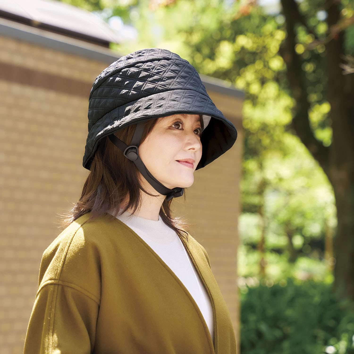 帽子を着せ替えられる オシャレな 自転車ヘルメット おしゃヘル ＜キルティングハット＞