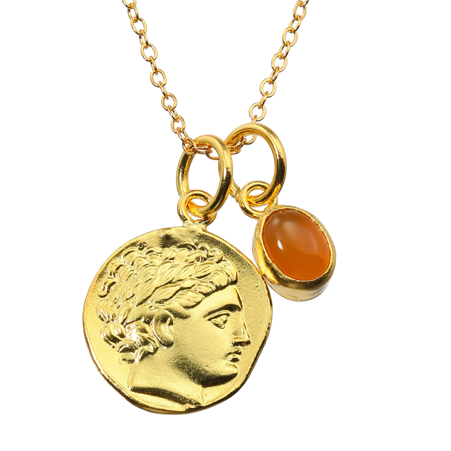 ミモッザジュエリー カーネリアン ロング コインペンダント