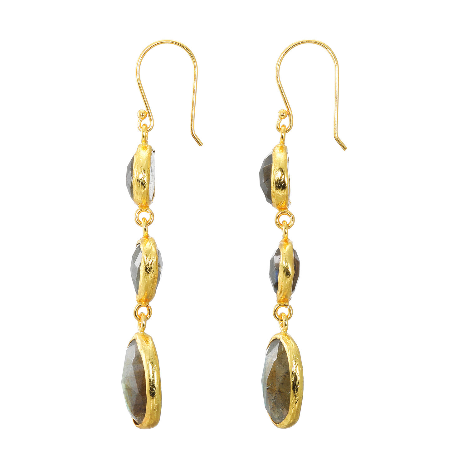 ミモッザジュエリー 天然石 ミックスカット ロングピアス