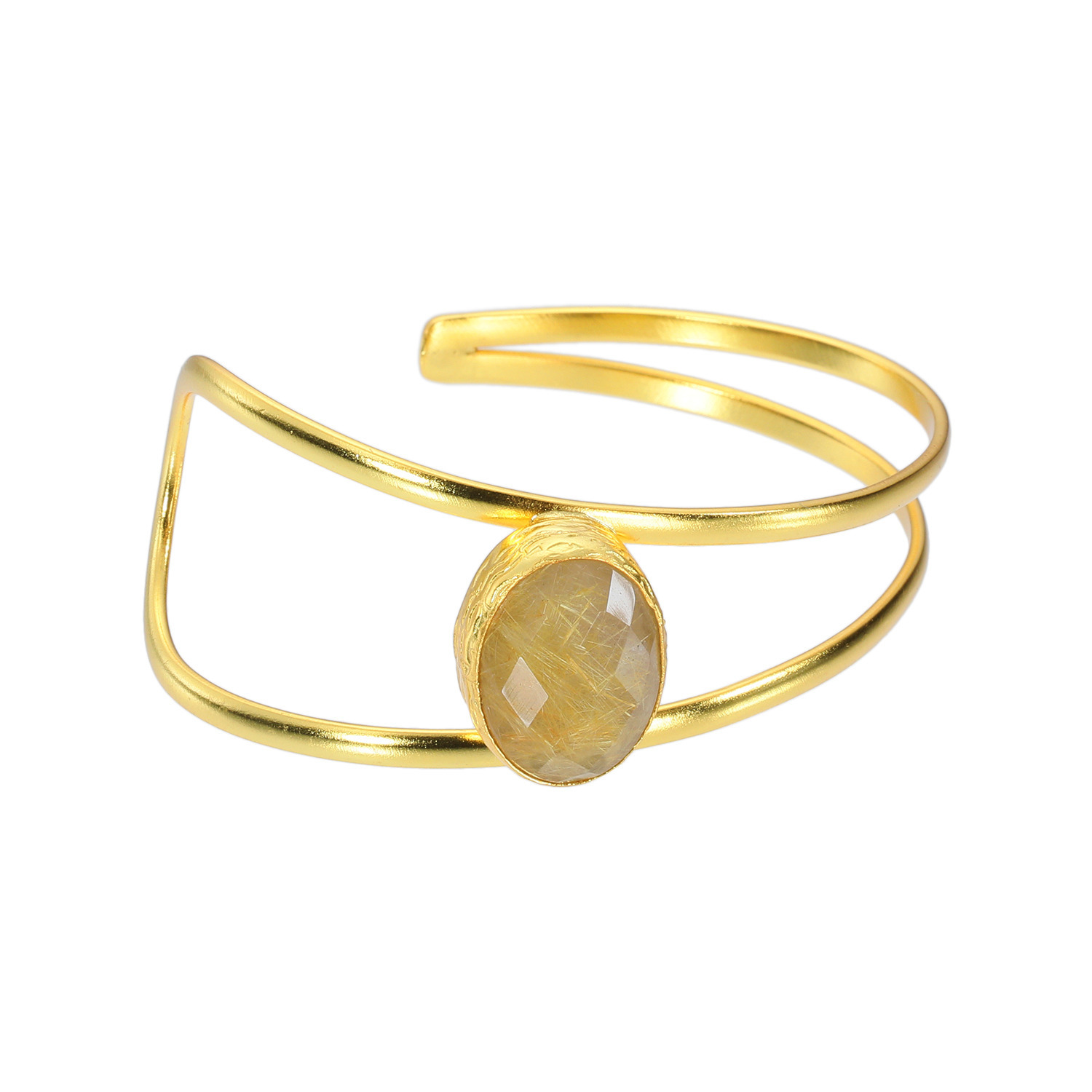 ミモッザジュエリー ルチルクォーツ ダブルライン バングル