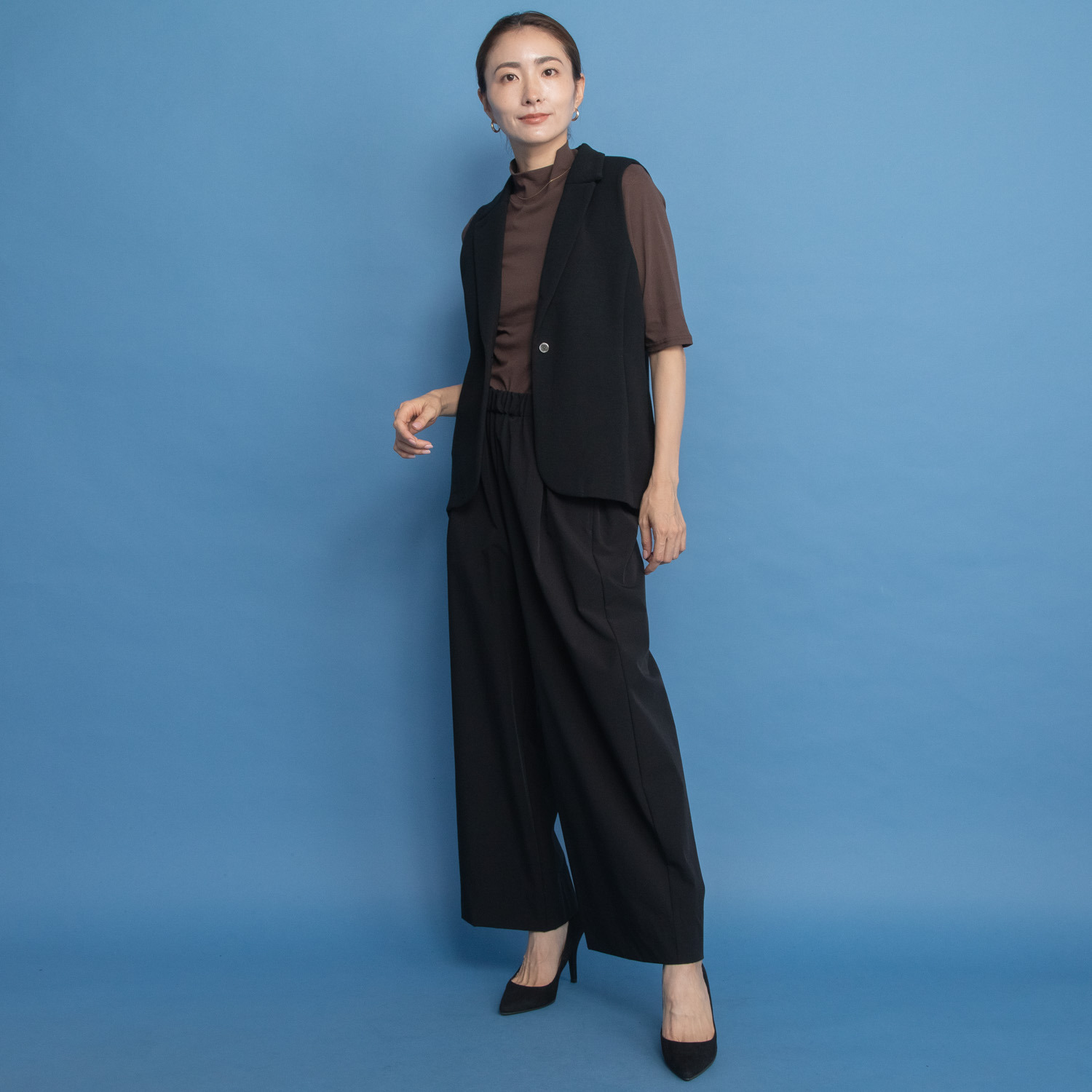 ヤエアジュテ 初秋を彩る プラスワンアイテム テーラードカラー カットソーベスト