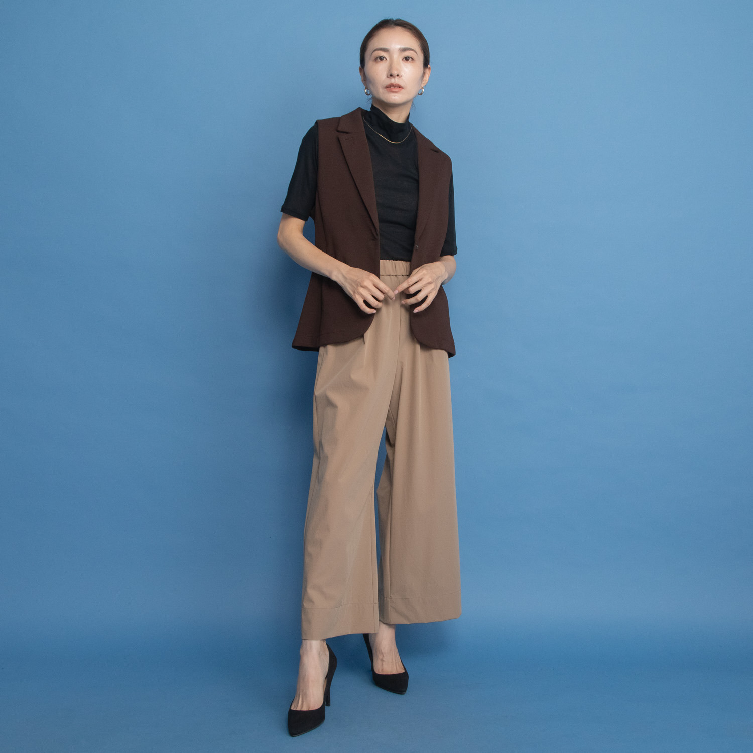 ヤエアジュテ 初秋を彩る プラスワンアイテム テーラードカラー カットソーベスト