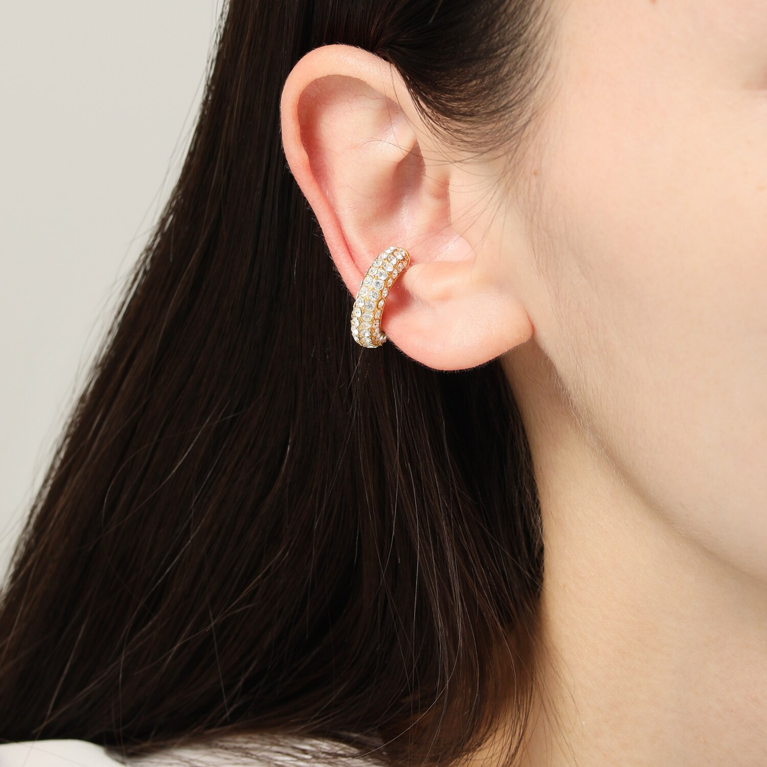 シマ・リリアーナ ステンレス クリスタルガラス パヴェデザイン イヤーカフ＜片側のみ＞