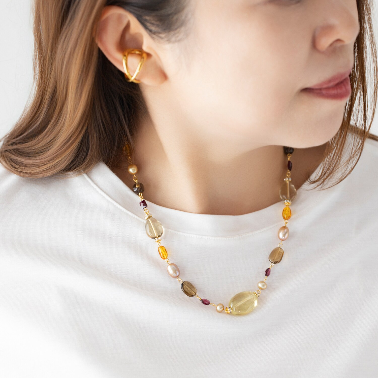 シマ・リリアーナ シマ・キャプシーヌコラボ ミックスジェム＆ パール＆ビジュウ ネックレス