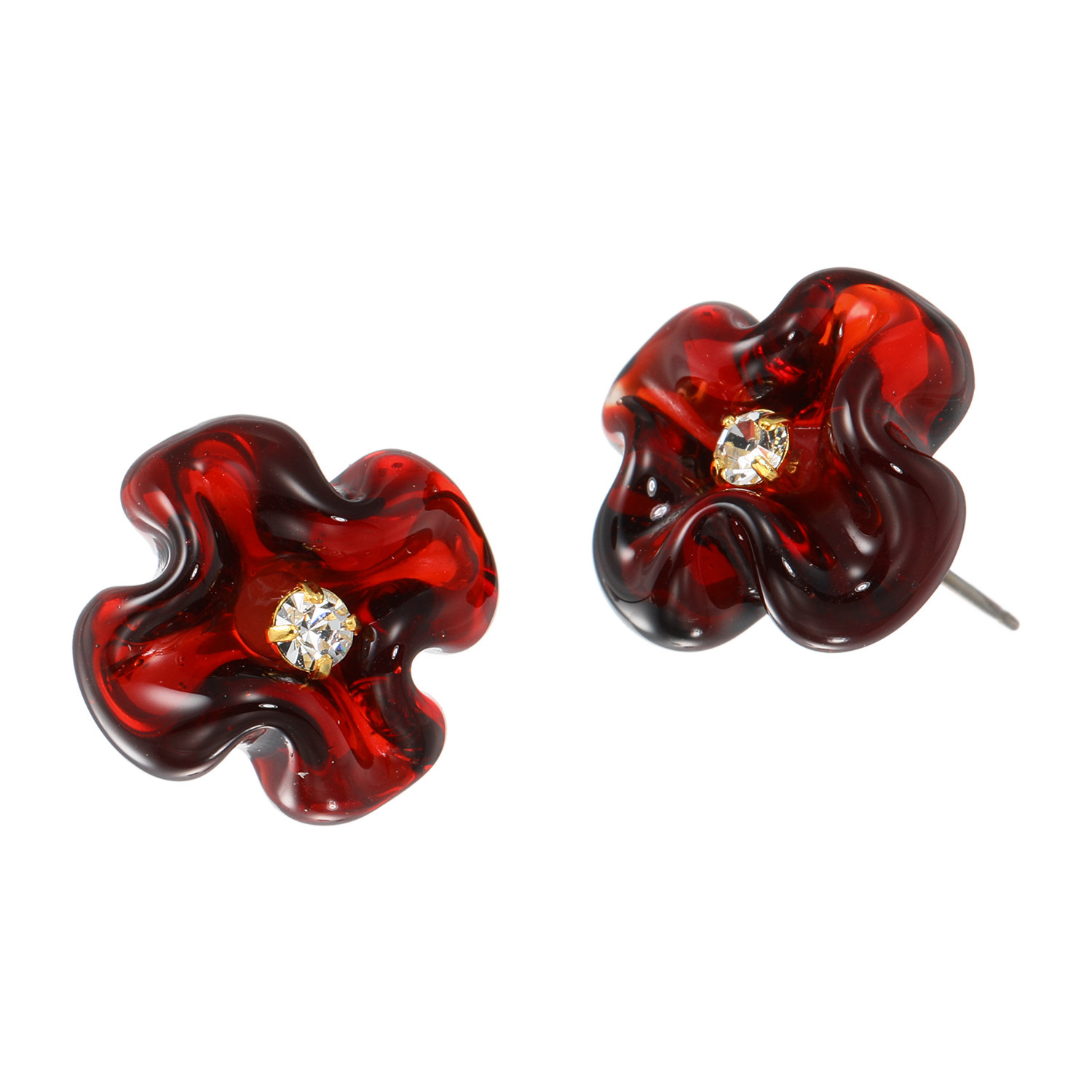 シマ・リリアーナ ハンドメイド フラワーデザイン ガラス イヤリング／ピアス