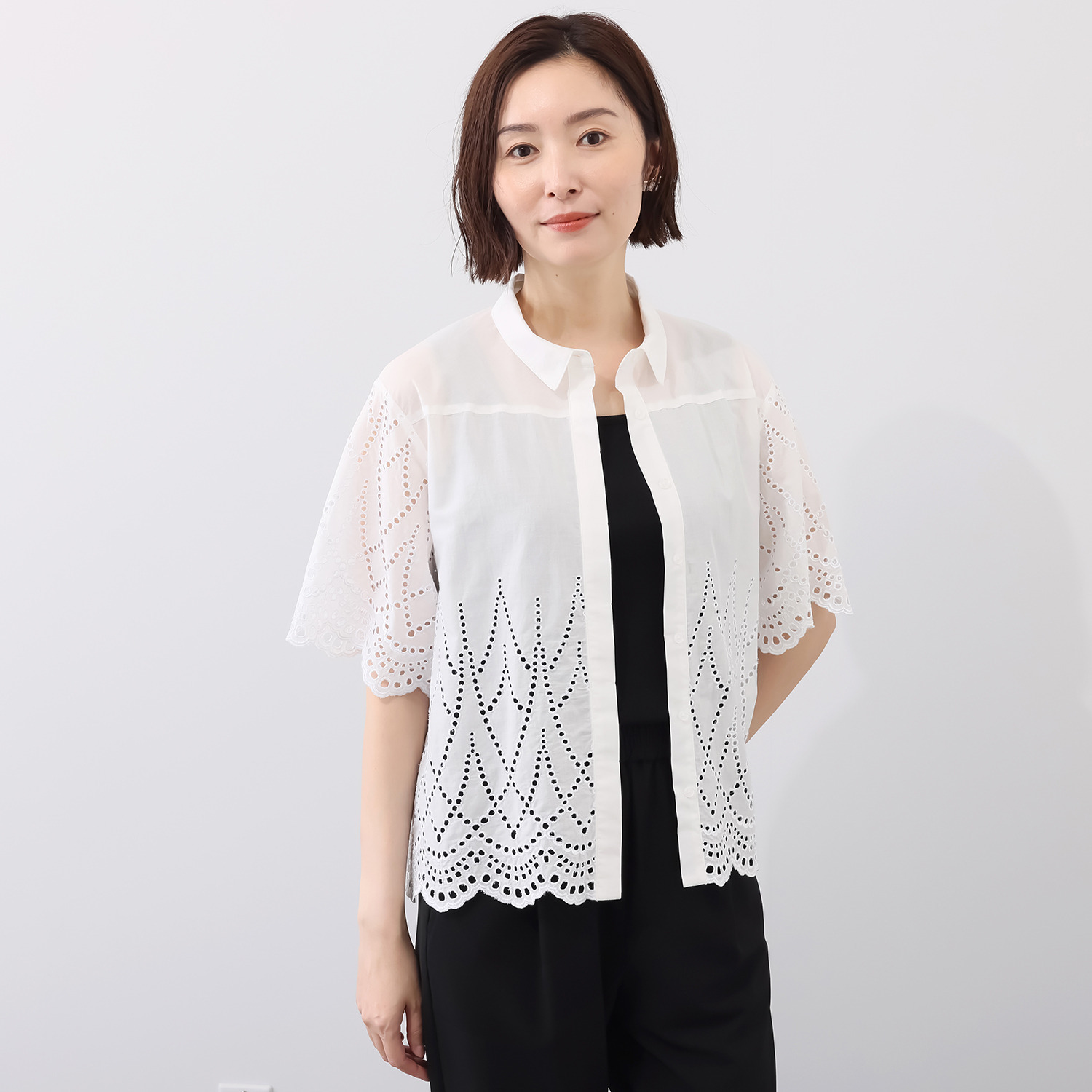 ダジュール カットワークレース ブラウス