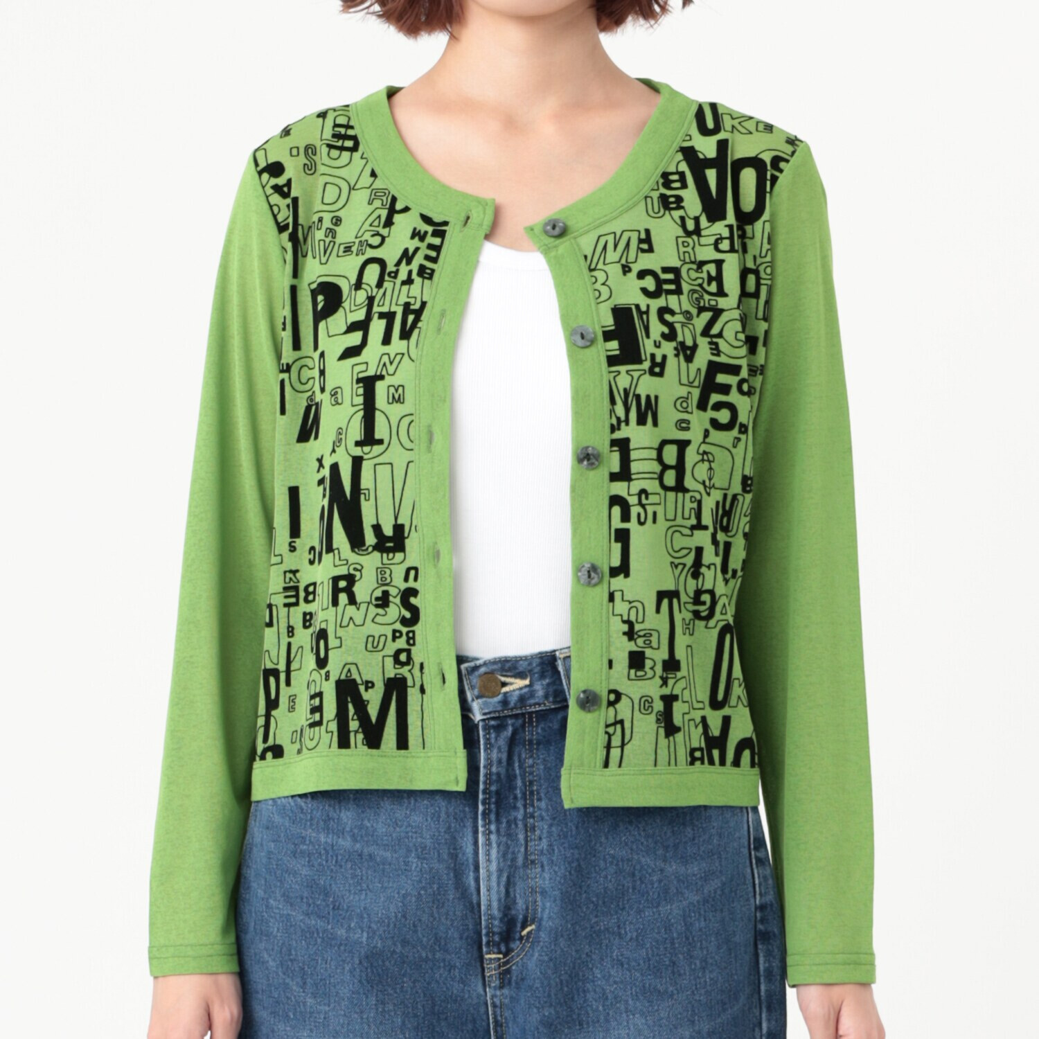 ダジュール 前フロッキープリント カーディガン