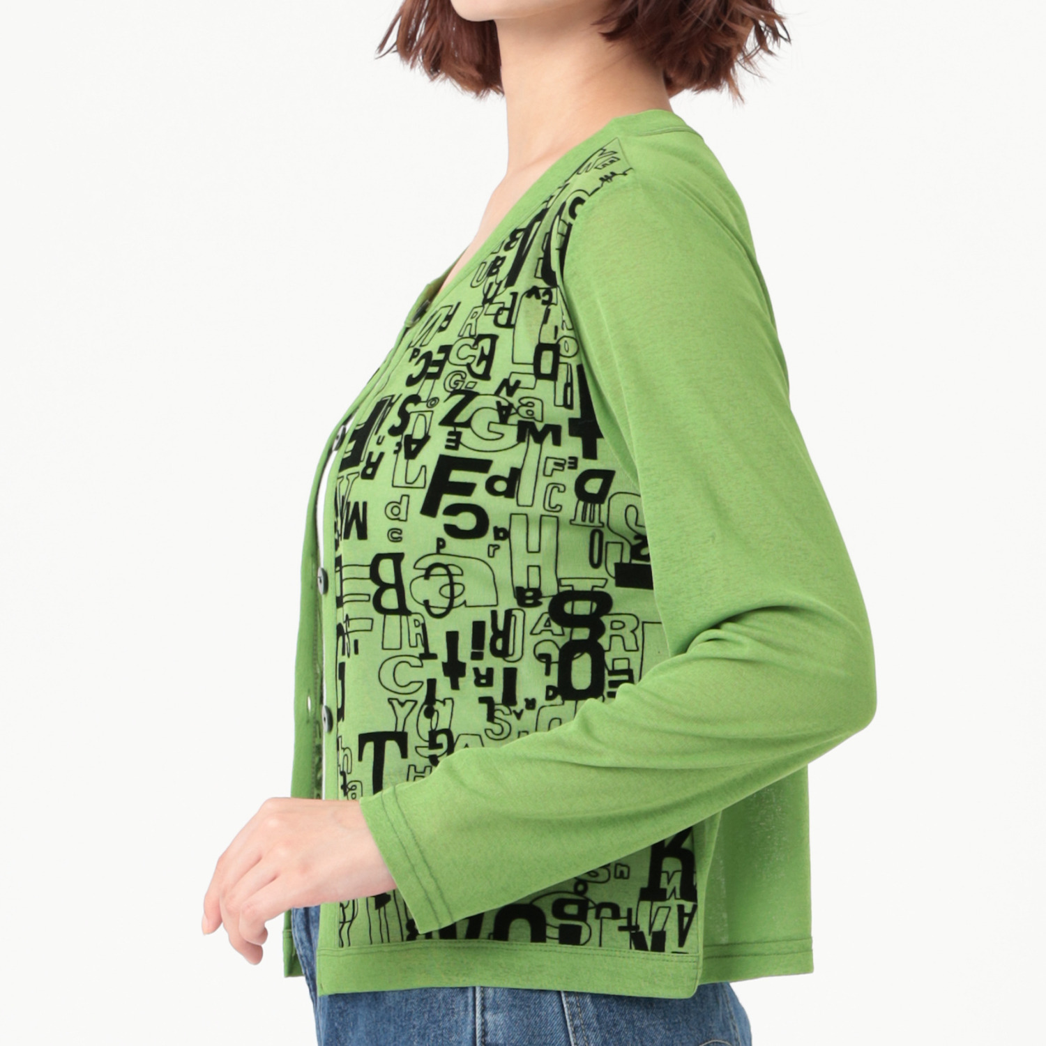 ダジュール 前フロッキープリント カーディガン