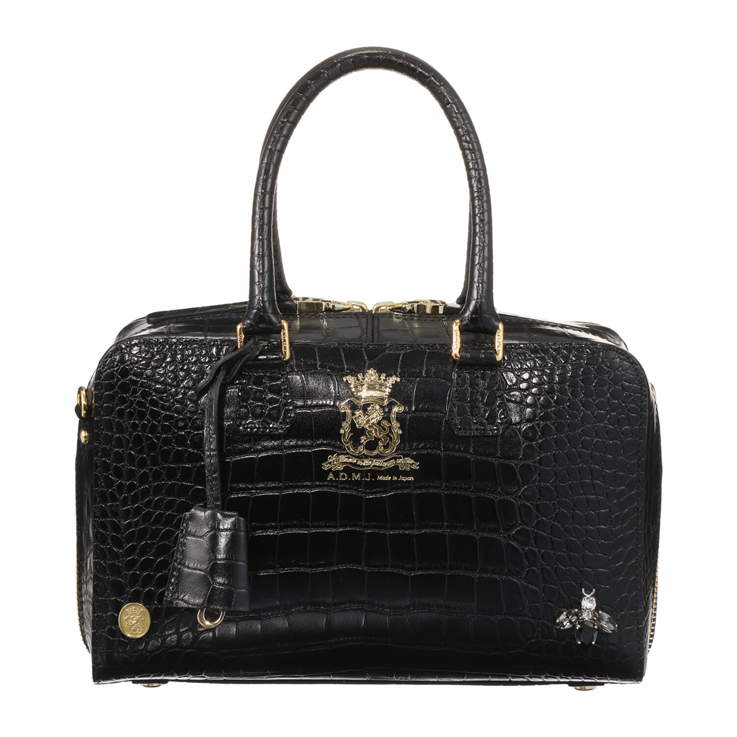 エーディーエムジェイ ＴＨＥ　ＢＥＥ 牛革クロコダイル型押し 全開ボストンバッグ Ｄカンプラス