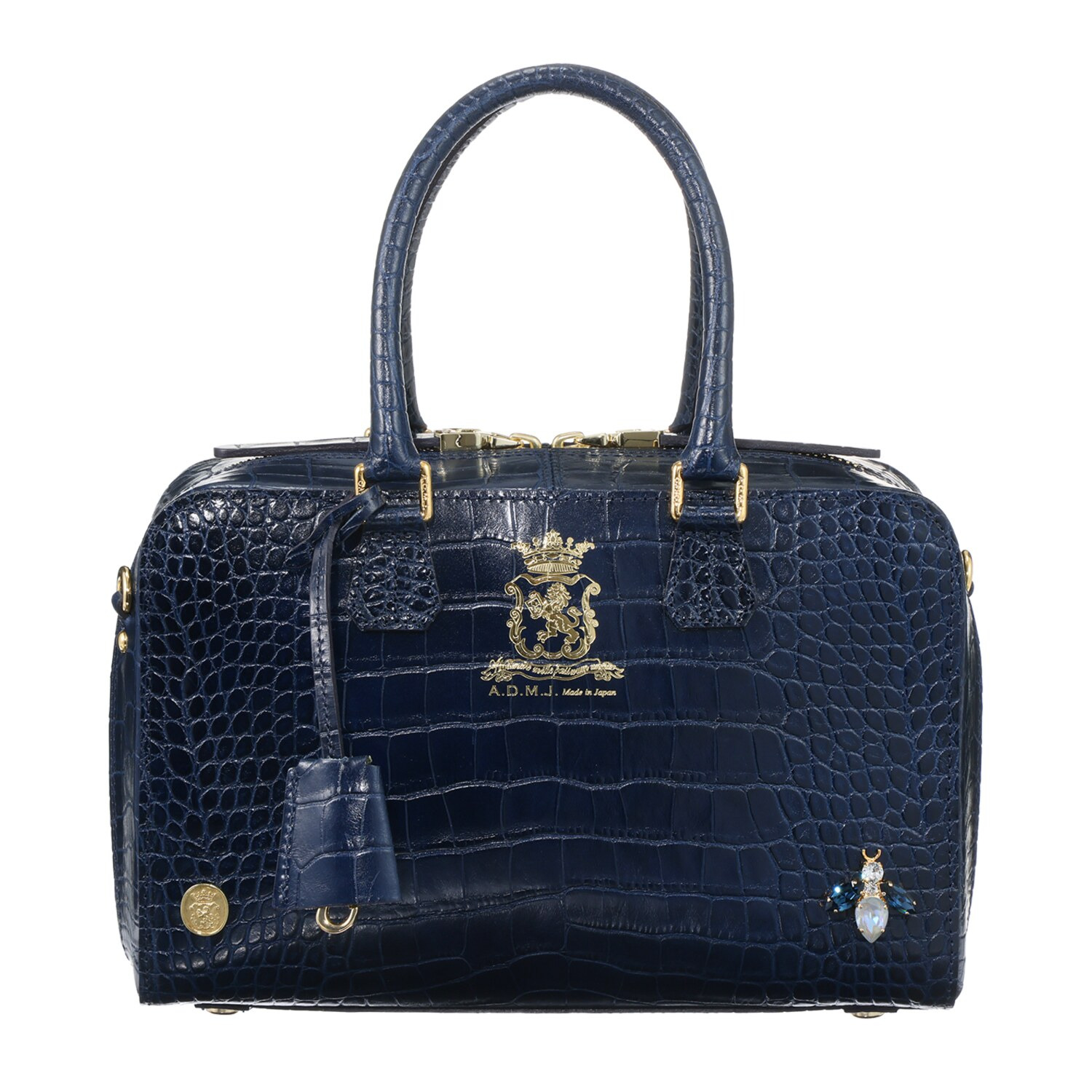 エーディーエムジェイ ＴＨＥ　ＢＥＥ 牛革クロコダイル型押し 全開ボストンバッグ Ｄカンプラス