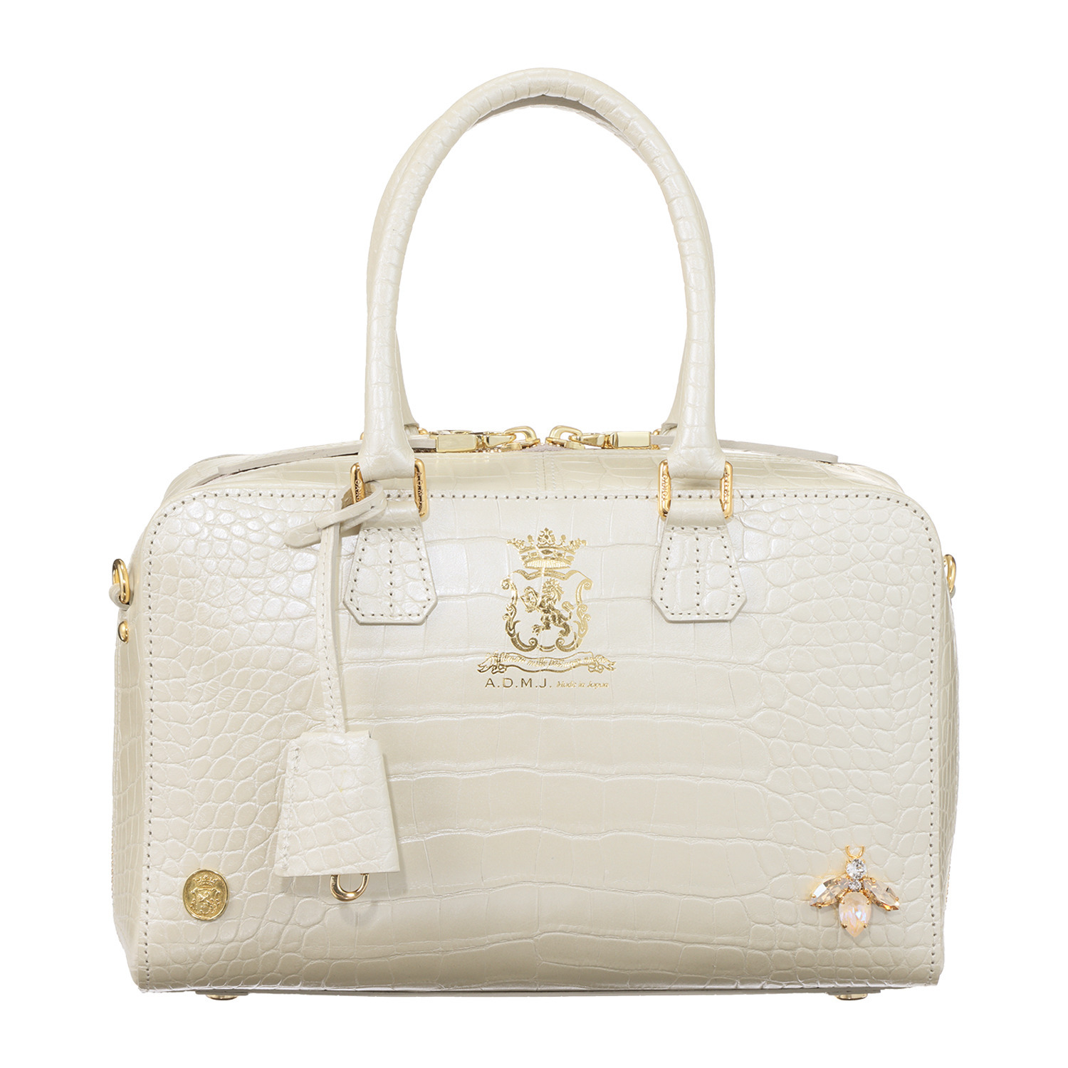 エーディーエムジェイ ＴＨＥ　ＢＥＥ 牛革クロコダイル型押し 全開ボストンバッグ Ｄカンプラス