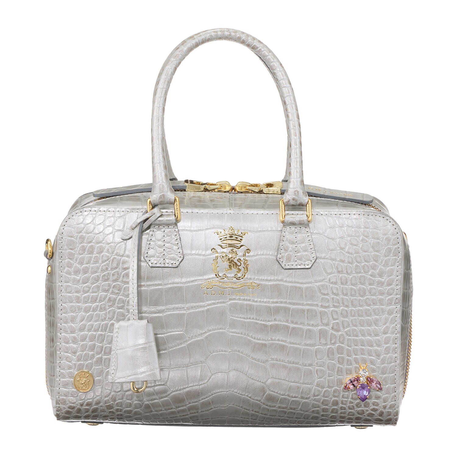 エーディーエムジェイ ＴＨＥ　ＢＥＥ 牛革クロコダイル型押し 全開ボストンバッグ Ｄカンプラス