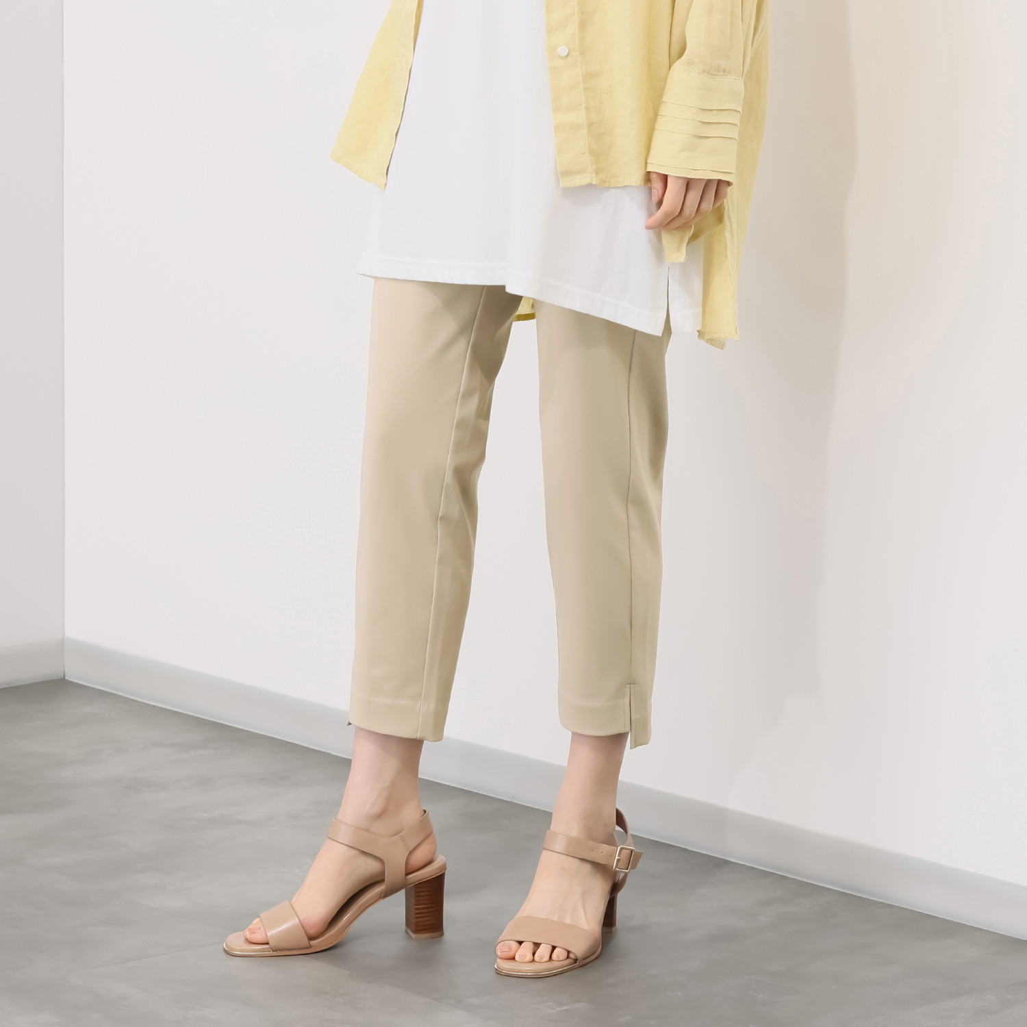 ラ・シュシュ ＵＶカット・接触冷感 吸水速乾 コットン混生地で快適 ３Ｄテーパードパンツ ＜股下６０ｃｍ＞