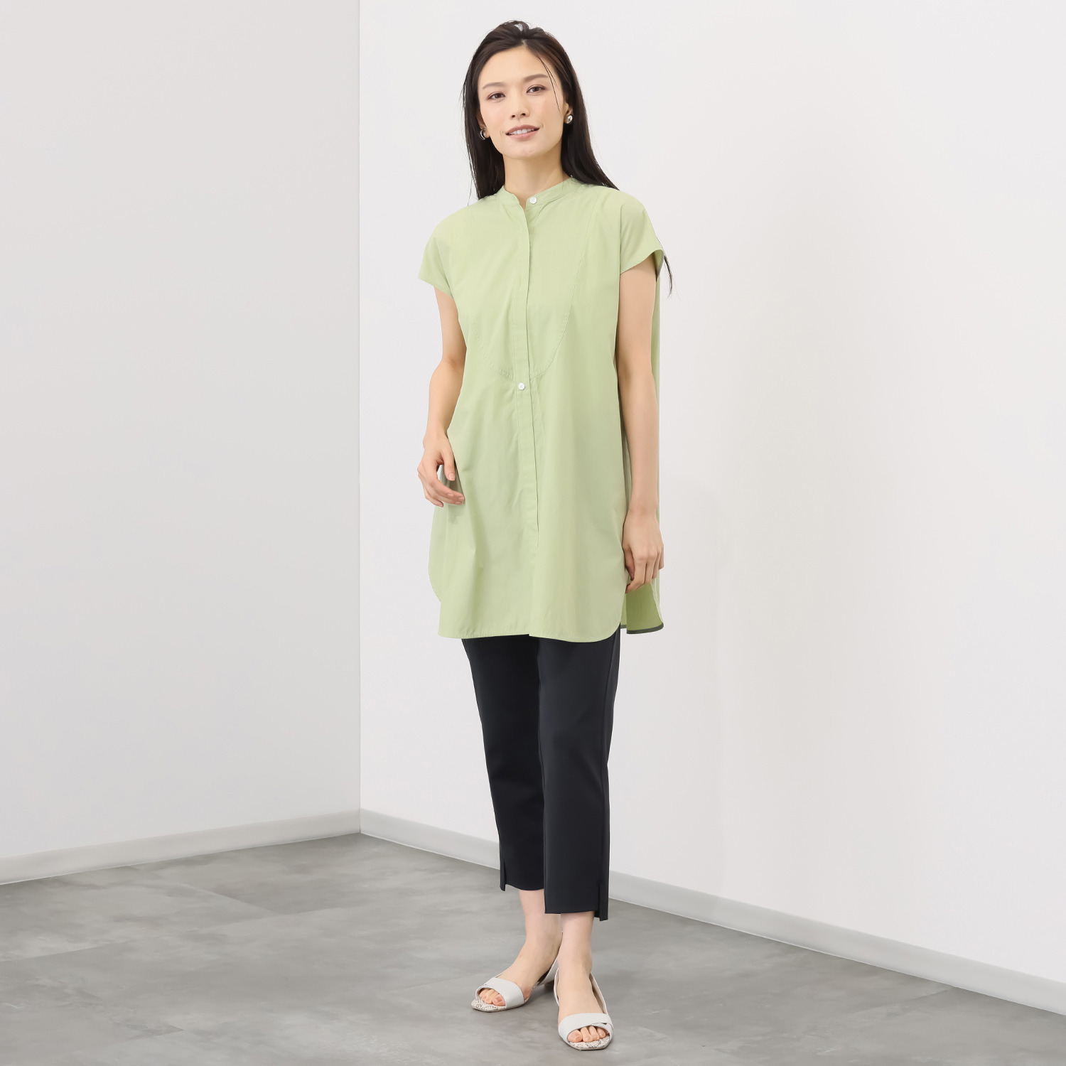 ラ・シュシュ ＵＶカット・接触冷感 吸水速乾 コットン混生地で快適 ３Ｄテーパードパンツ ＜股下６０ｃｍ＞