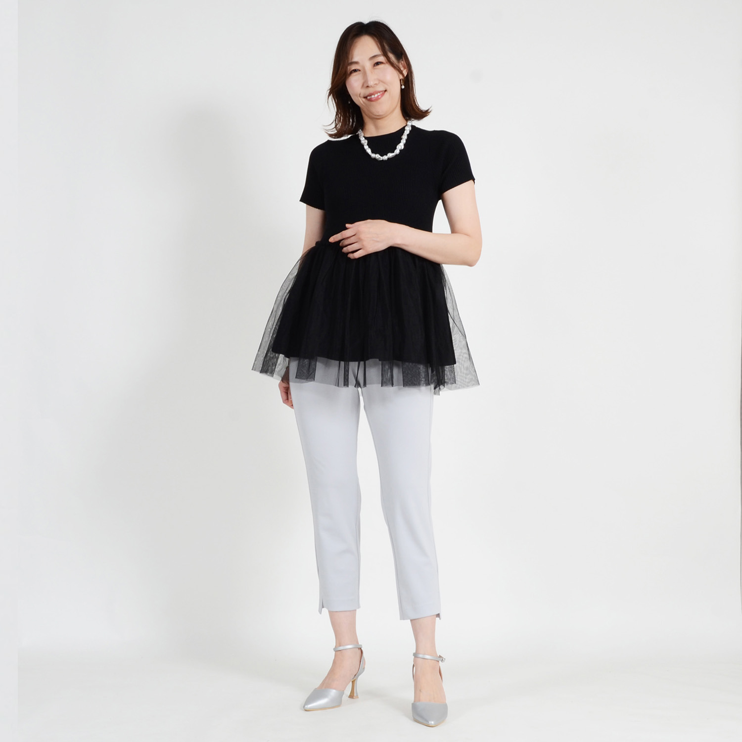 ラ・シュシュ ＵＶカット・接触冷感 吸水速乾 コットン混生地で快適 ３Ｄテーパードパンツ ＜股下６０ｃｍ＞