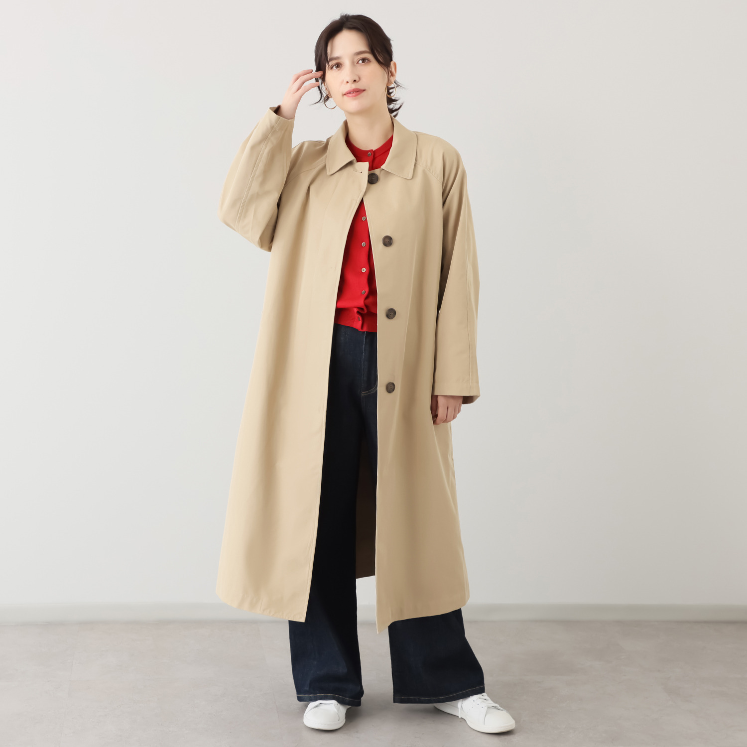 元町ゼラール ベルト付き ステンカラーコート