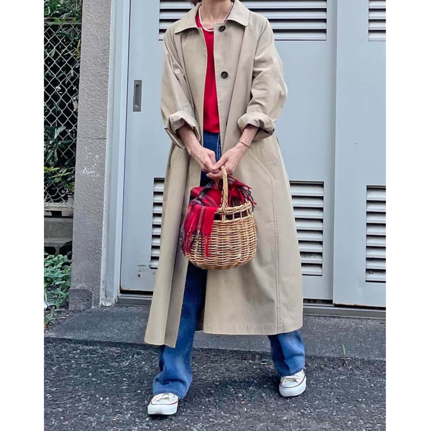 元町ゼラール ベルト付き ステンカラーコート