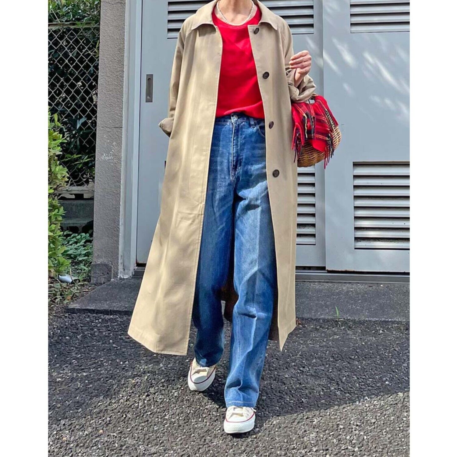 元町ゼラール ベルト付き ステンカラーコート