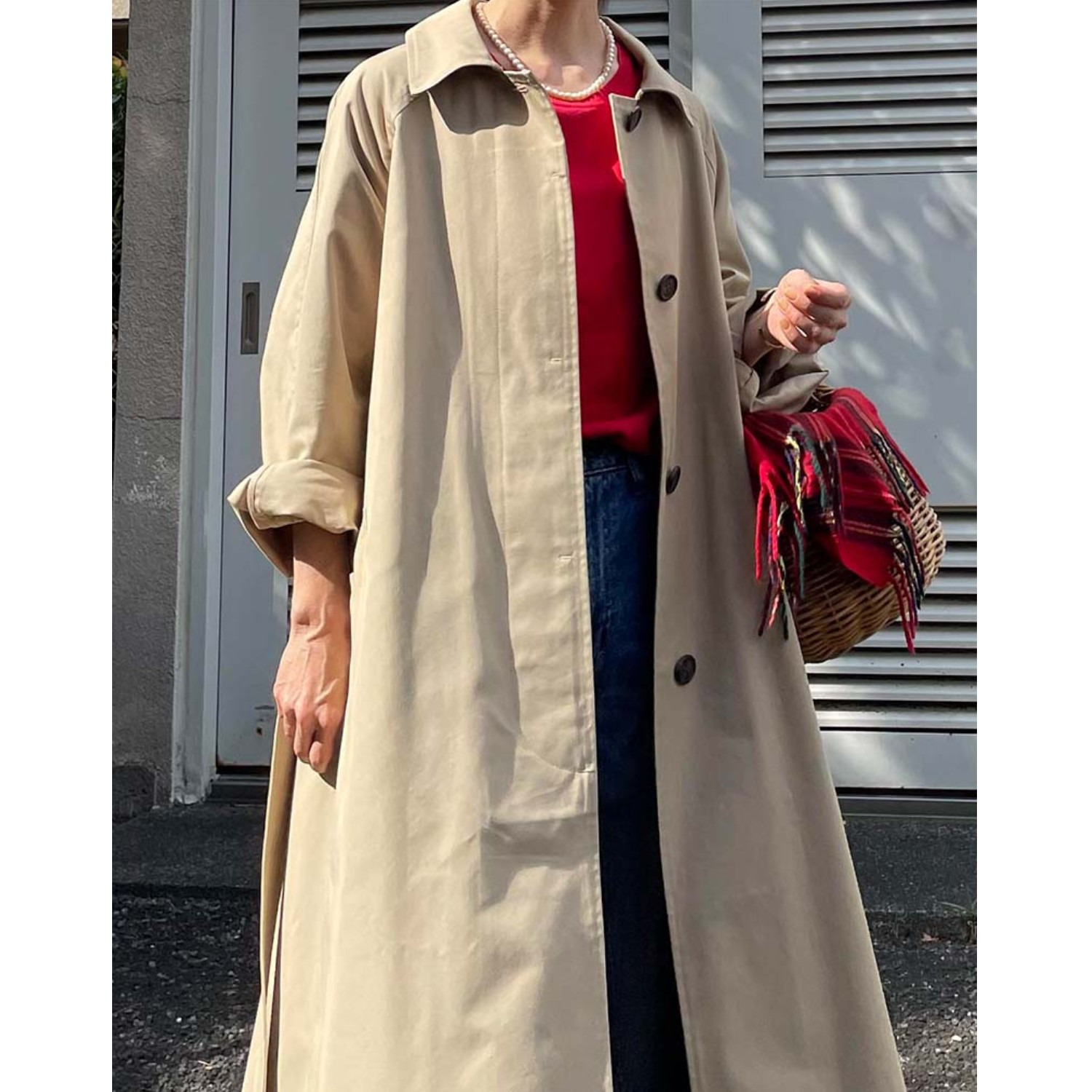 元町ゼラール ベルト付き ステンカラーコート