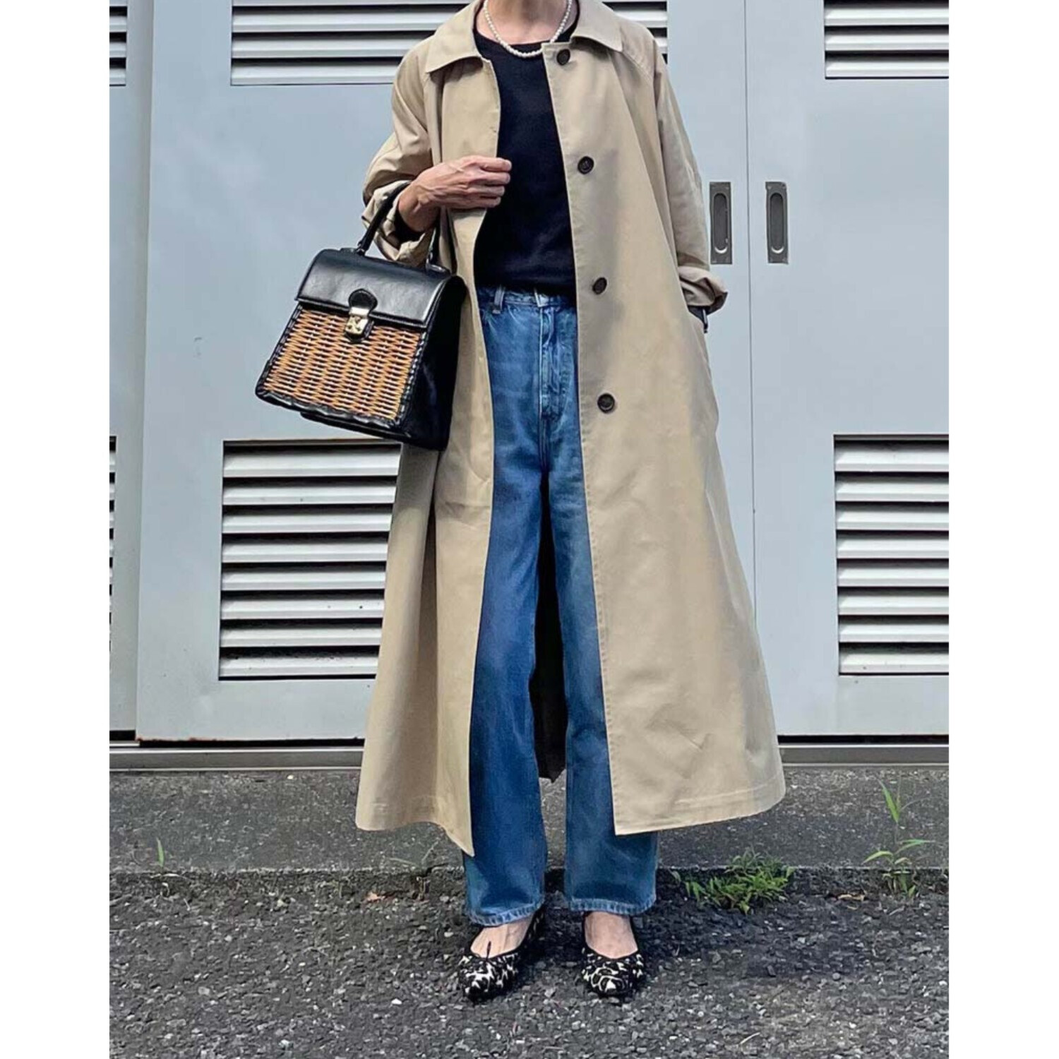 元町ゼラール ベルト付き ステンカラーコート