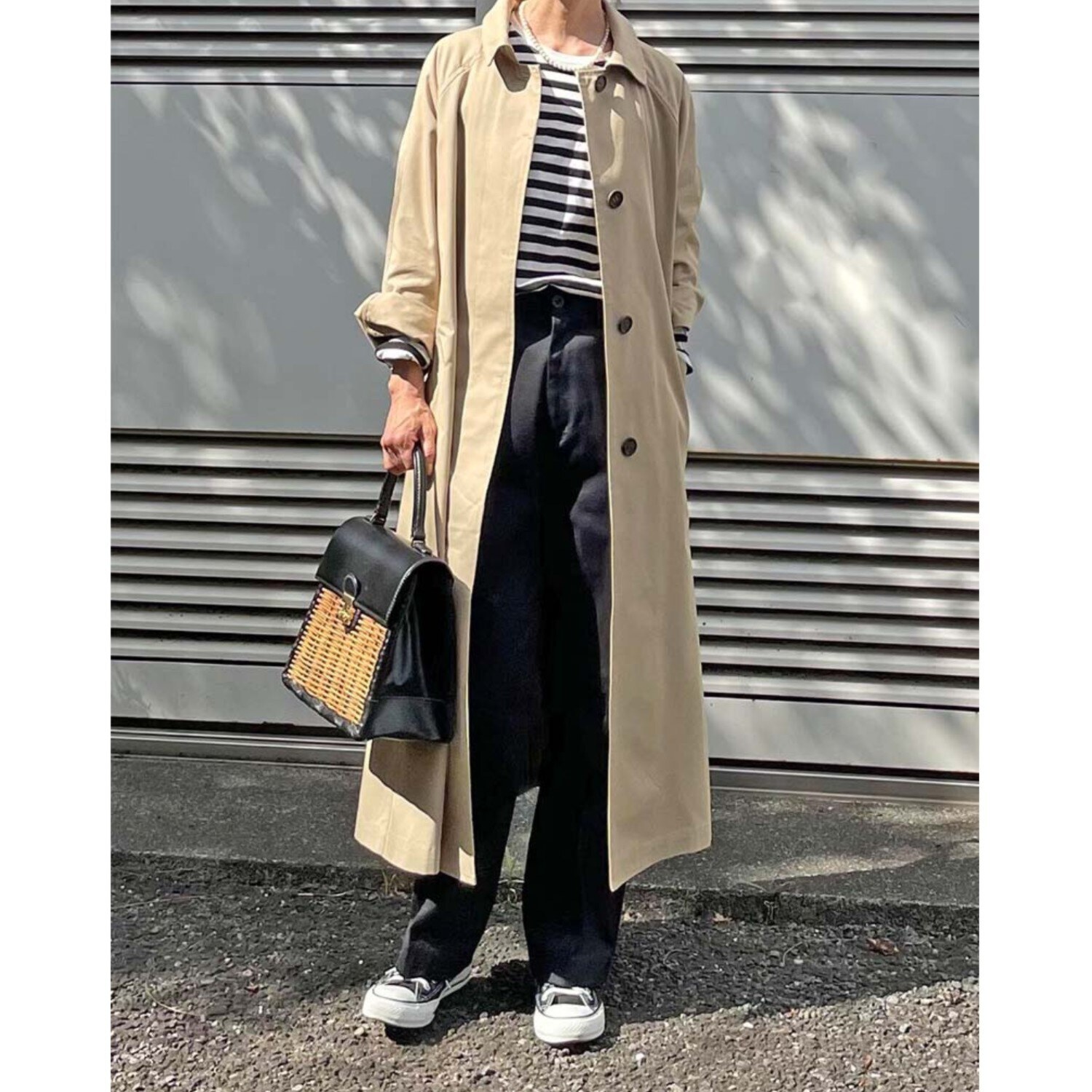 元町ゼラール ベルト付き ステンカラーコート