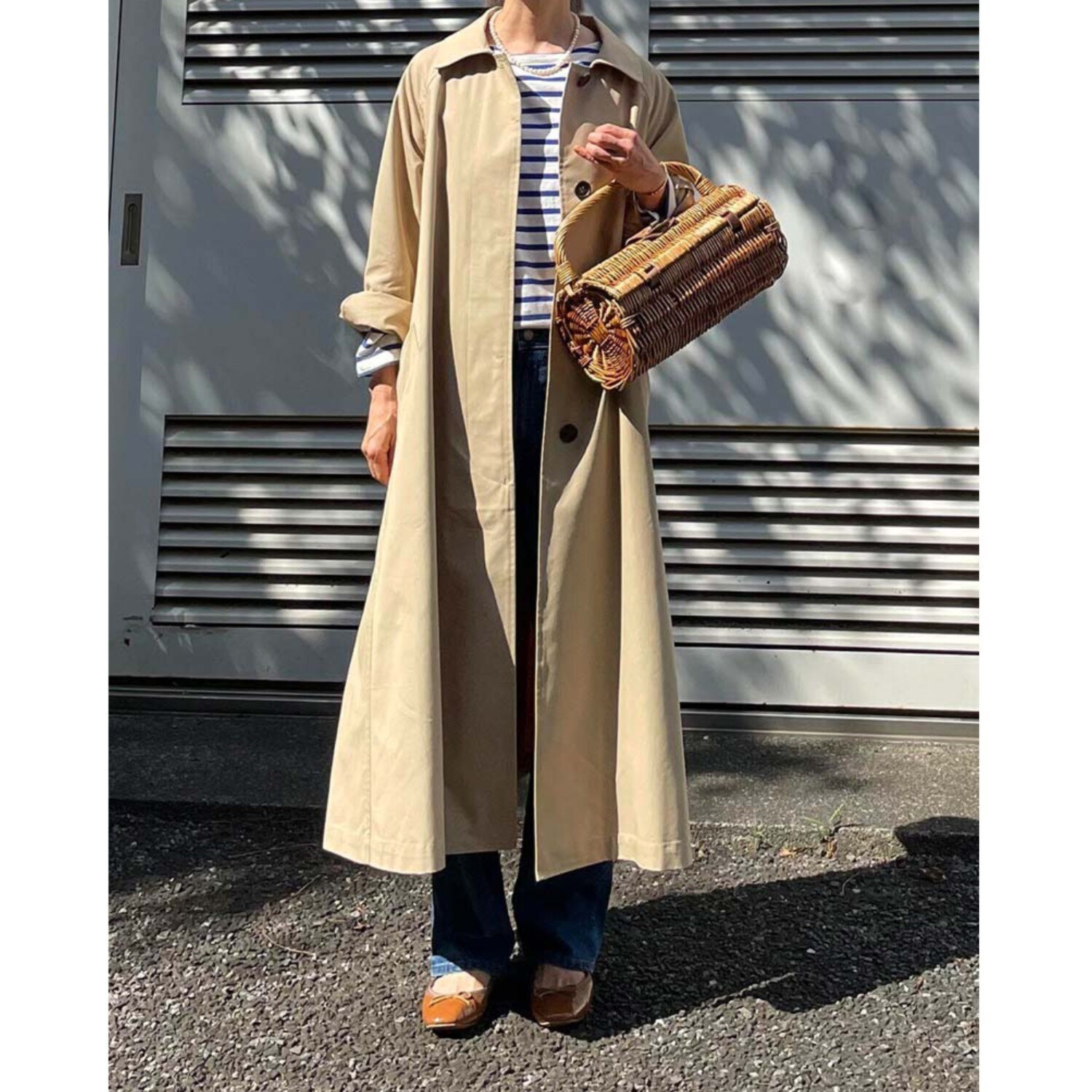 元町ゼラール ベルト付き ステンカラーコート