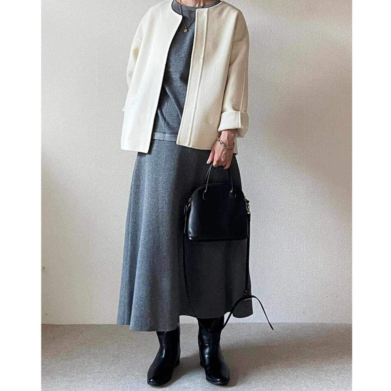 元町ゼラール カシミヤ混 ダブルフェイス ショートコート