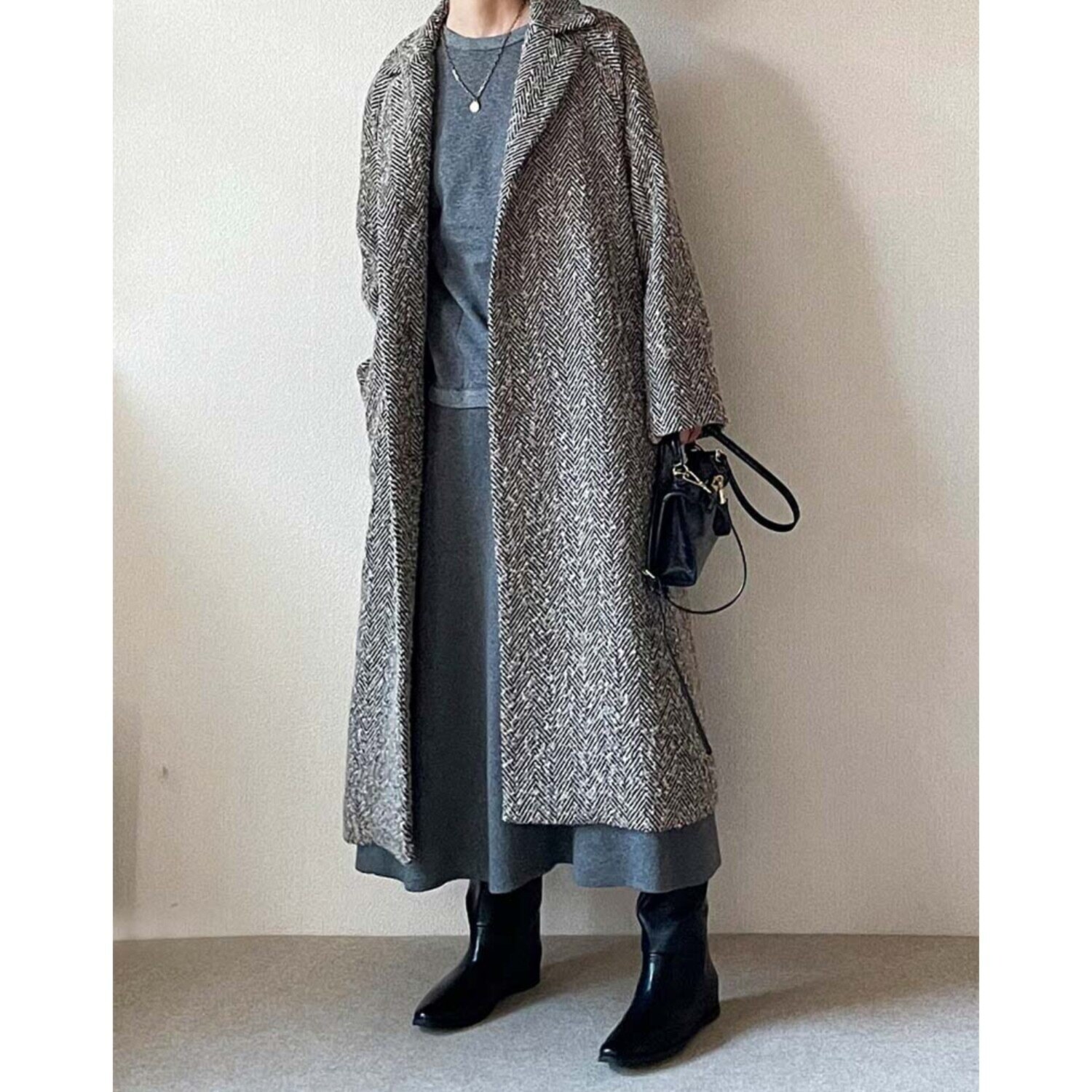 元町ゼラール ミックスヘリンボーン テーラーコート