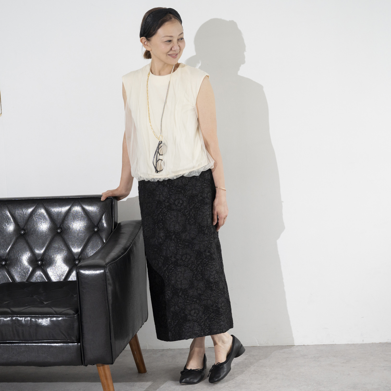 イロプライム チュール重ねの ふんわりプルオーバー