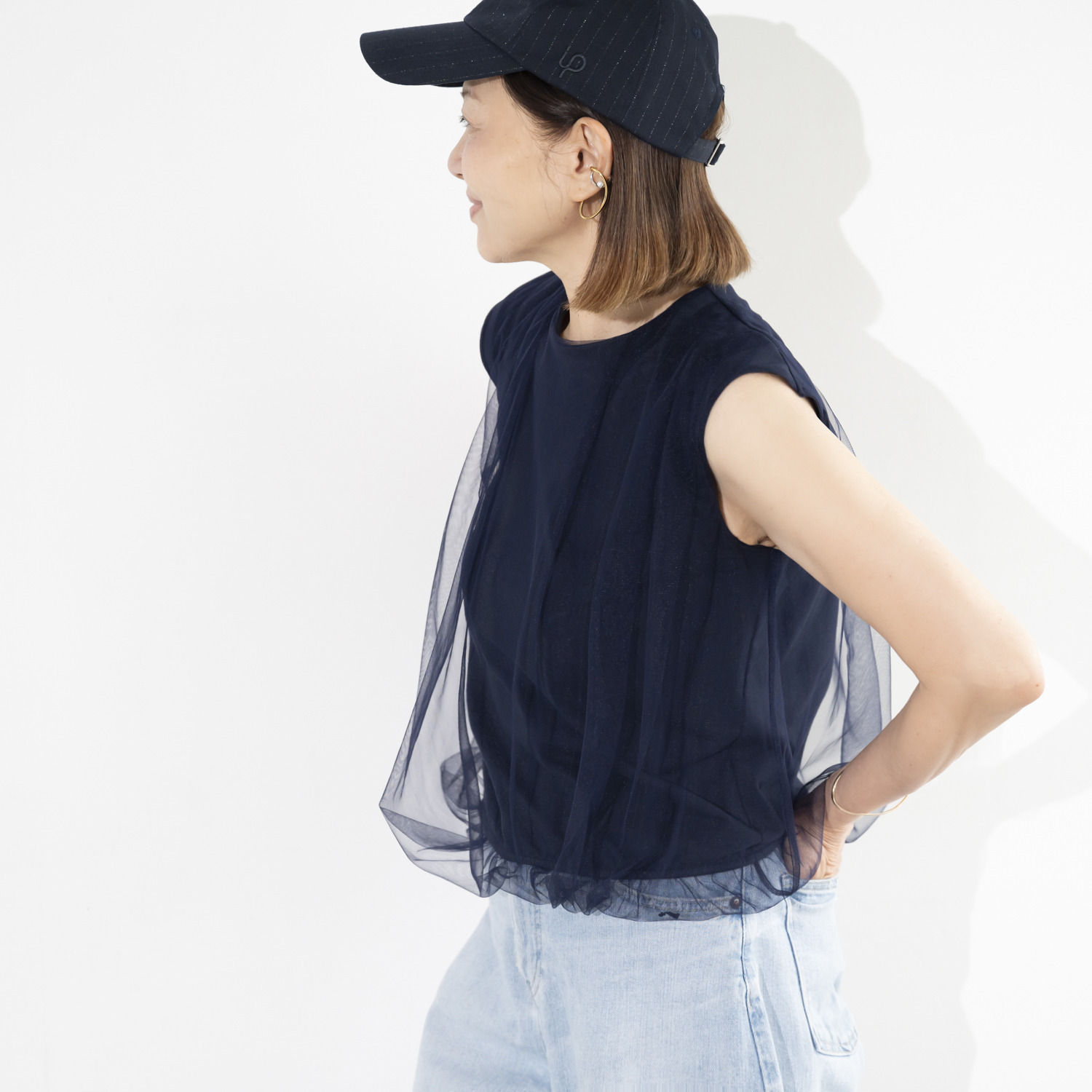 イロプライム チュール重ねの ふんわりプルオーバー