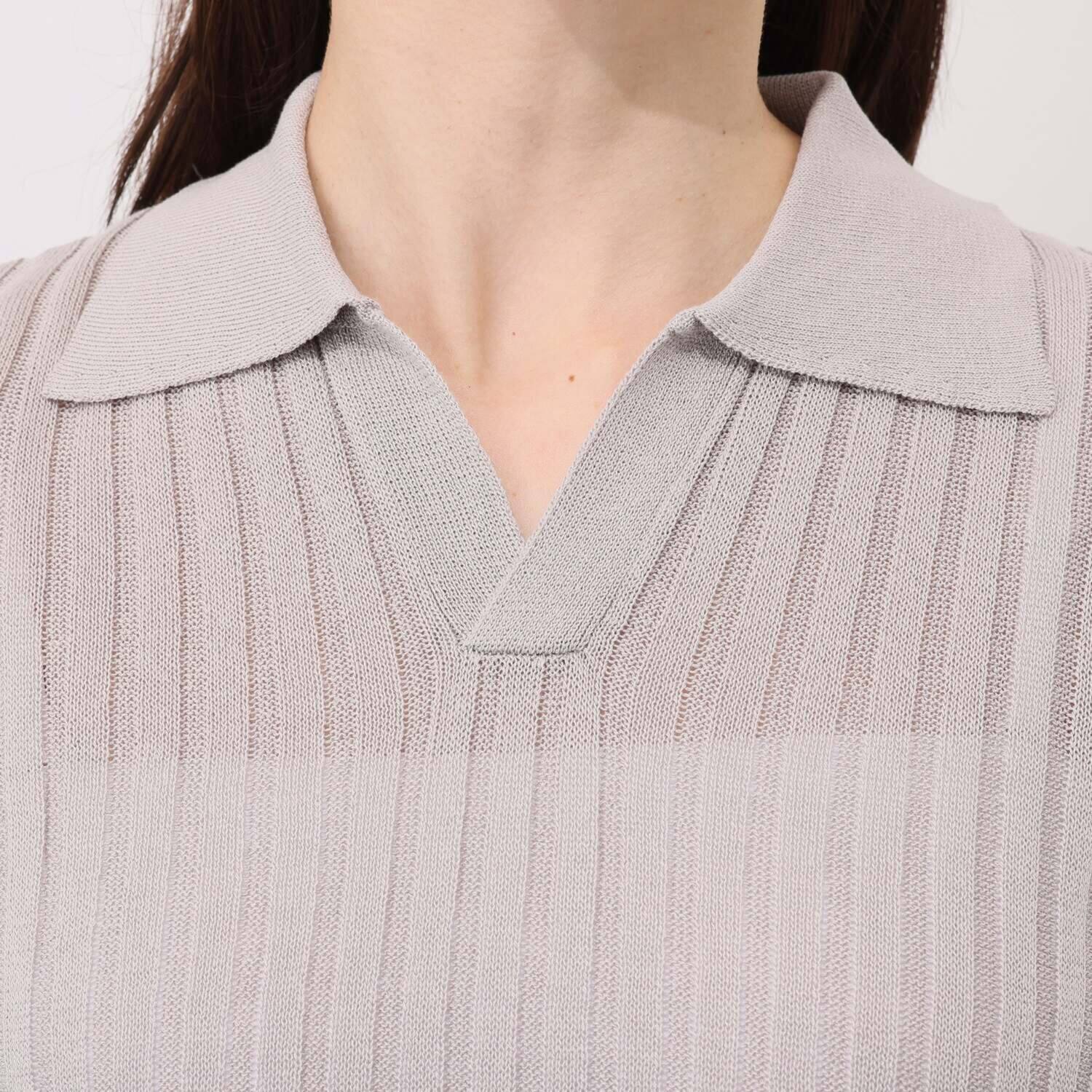 イロプライム 華やか襟の ニットポロシャツ