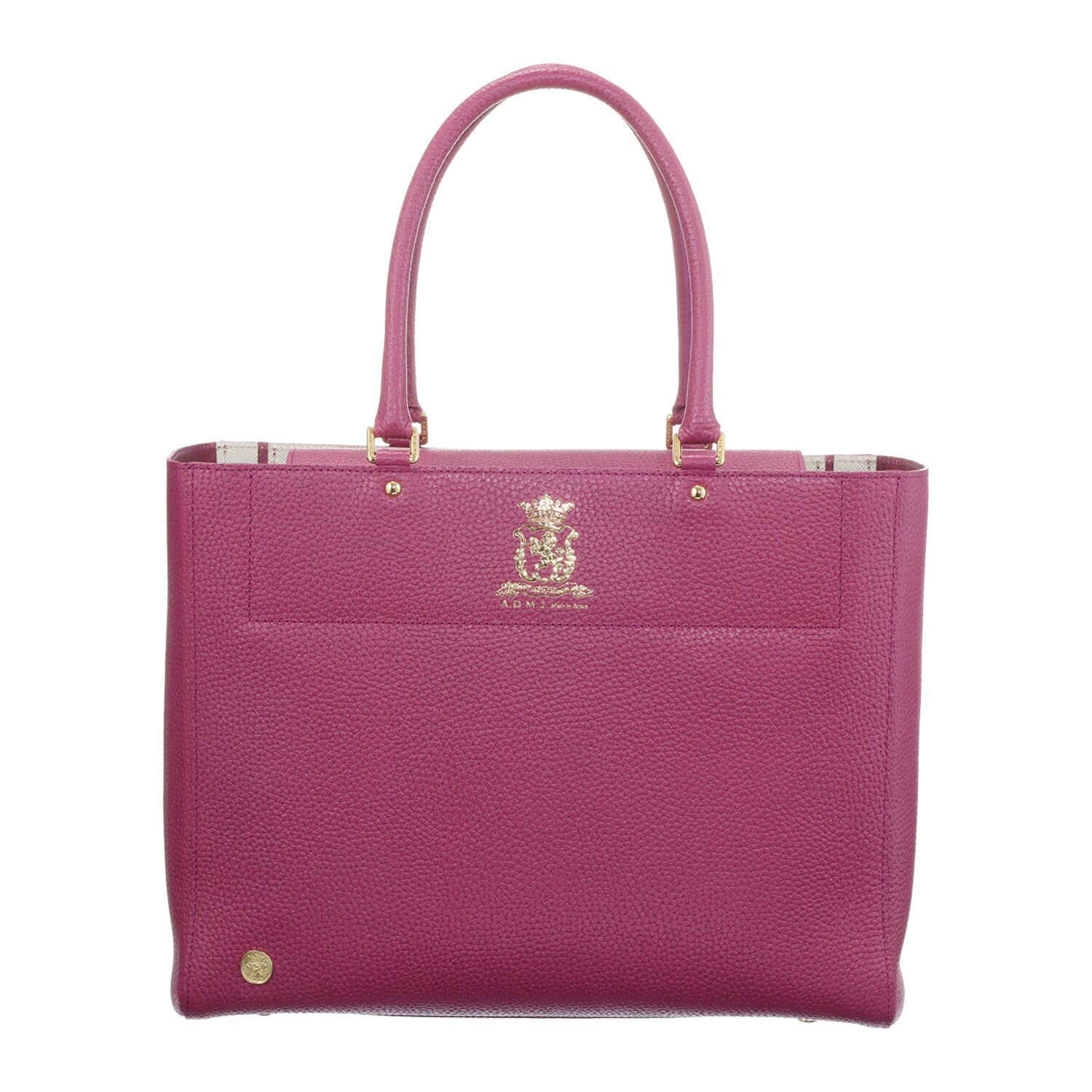 エーディーエムジェイ 牛革シュリンク型押し クレバートートバッグ