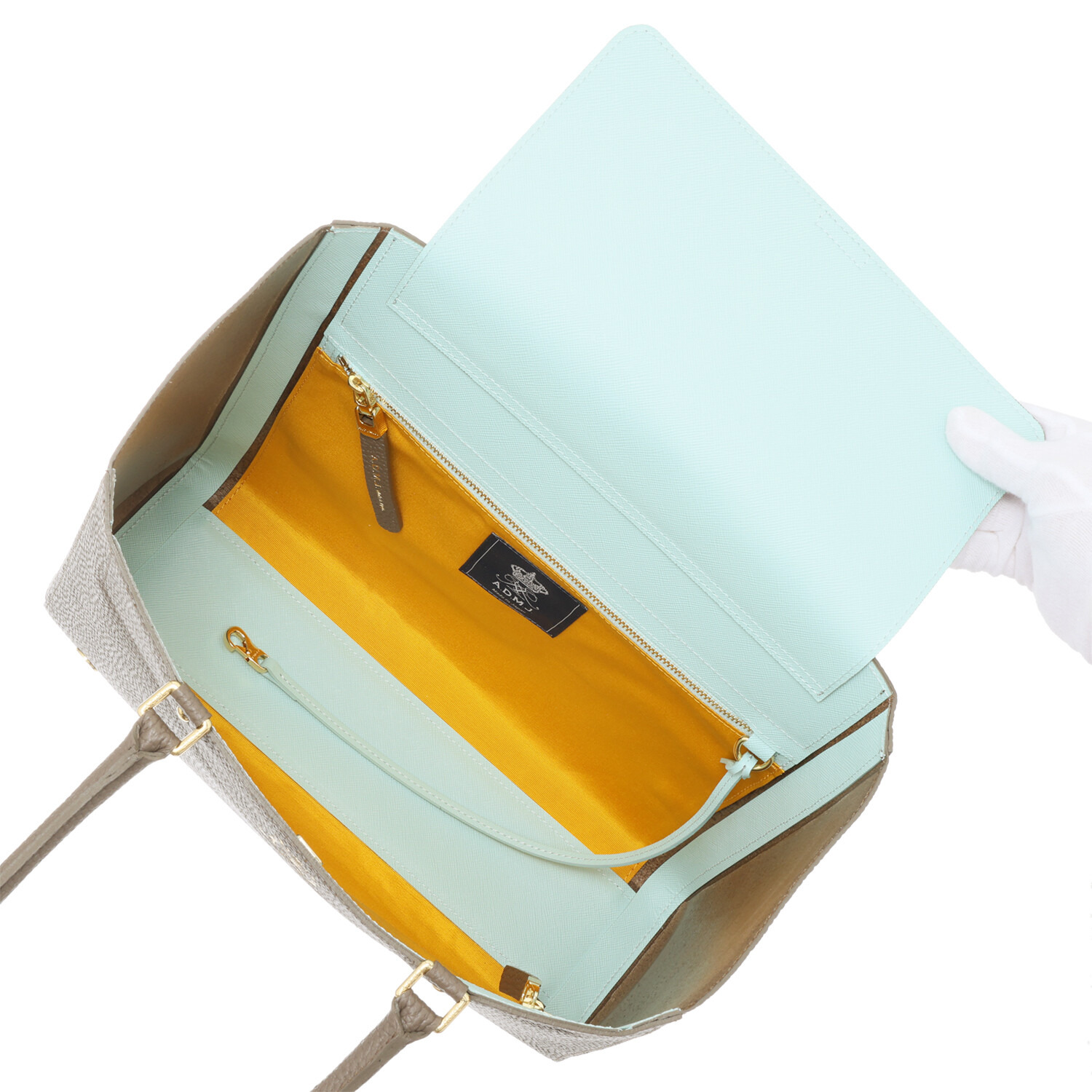 エーディーエムジェイ 牛革シュリンク型押し クレバートートバッグ