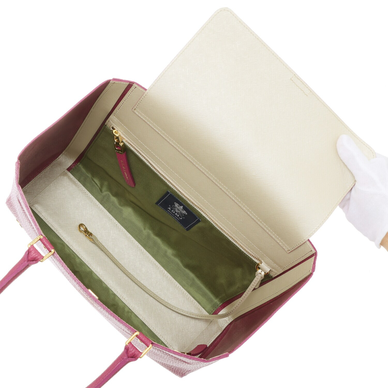 エーディーエムジェイ 牛革シュリンク型押し クレバートートバッグ