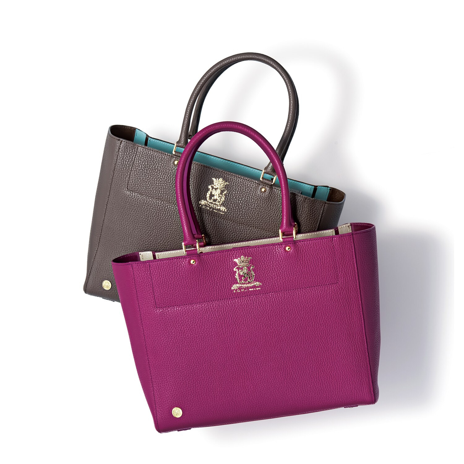 エーディーエムジェイ 牛革シュリンク型押し クレバートートバッグ